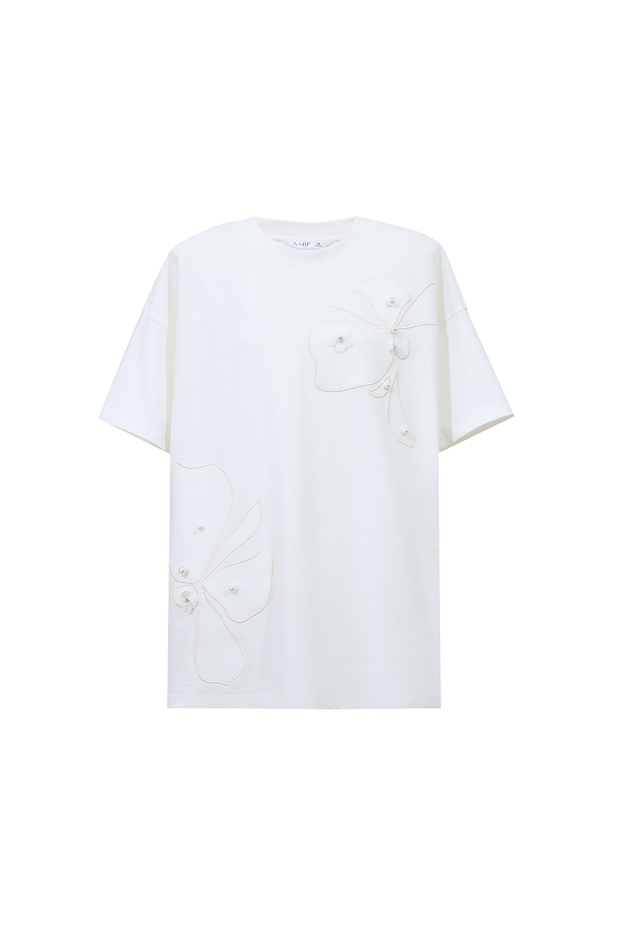 Beaded Flower Applique T-shirt