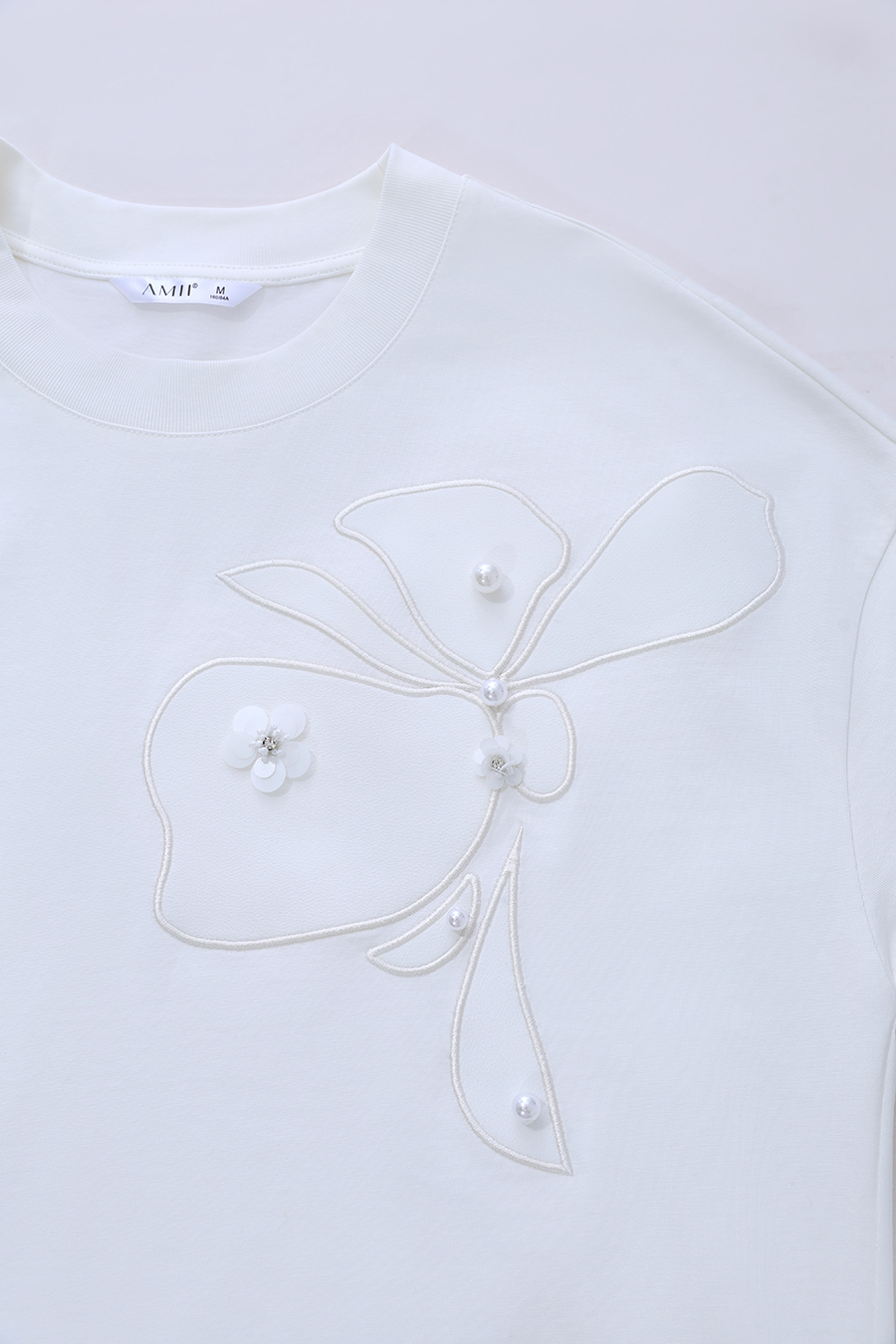 Beaded Flower Applique T-shirt