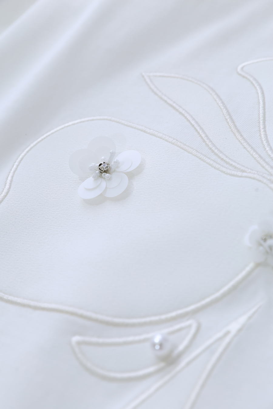 Beaded Flower Applique T-shirt