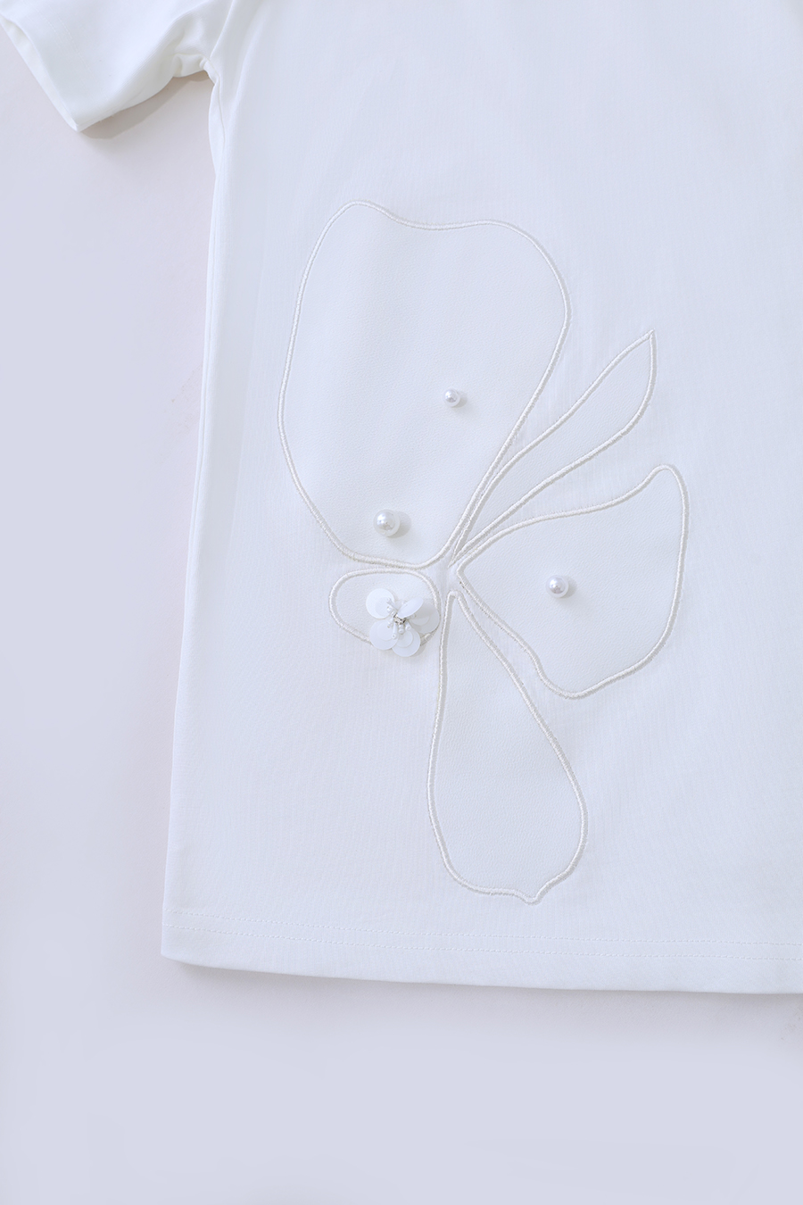 Beaded Flower Applique T-shirt