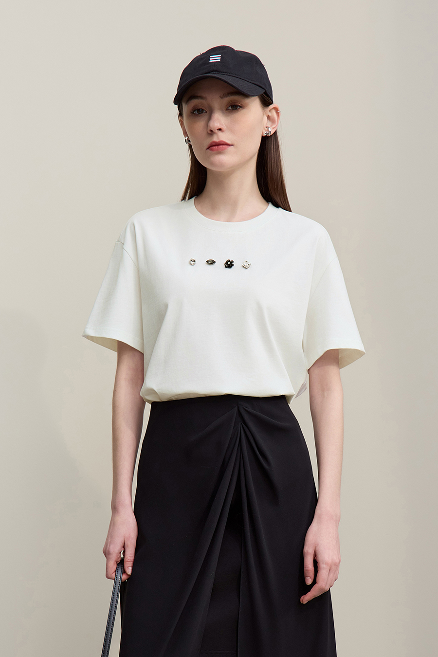 Handmade Rhinestone Short-sleeve T-shirt