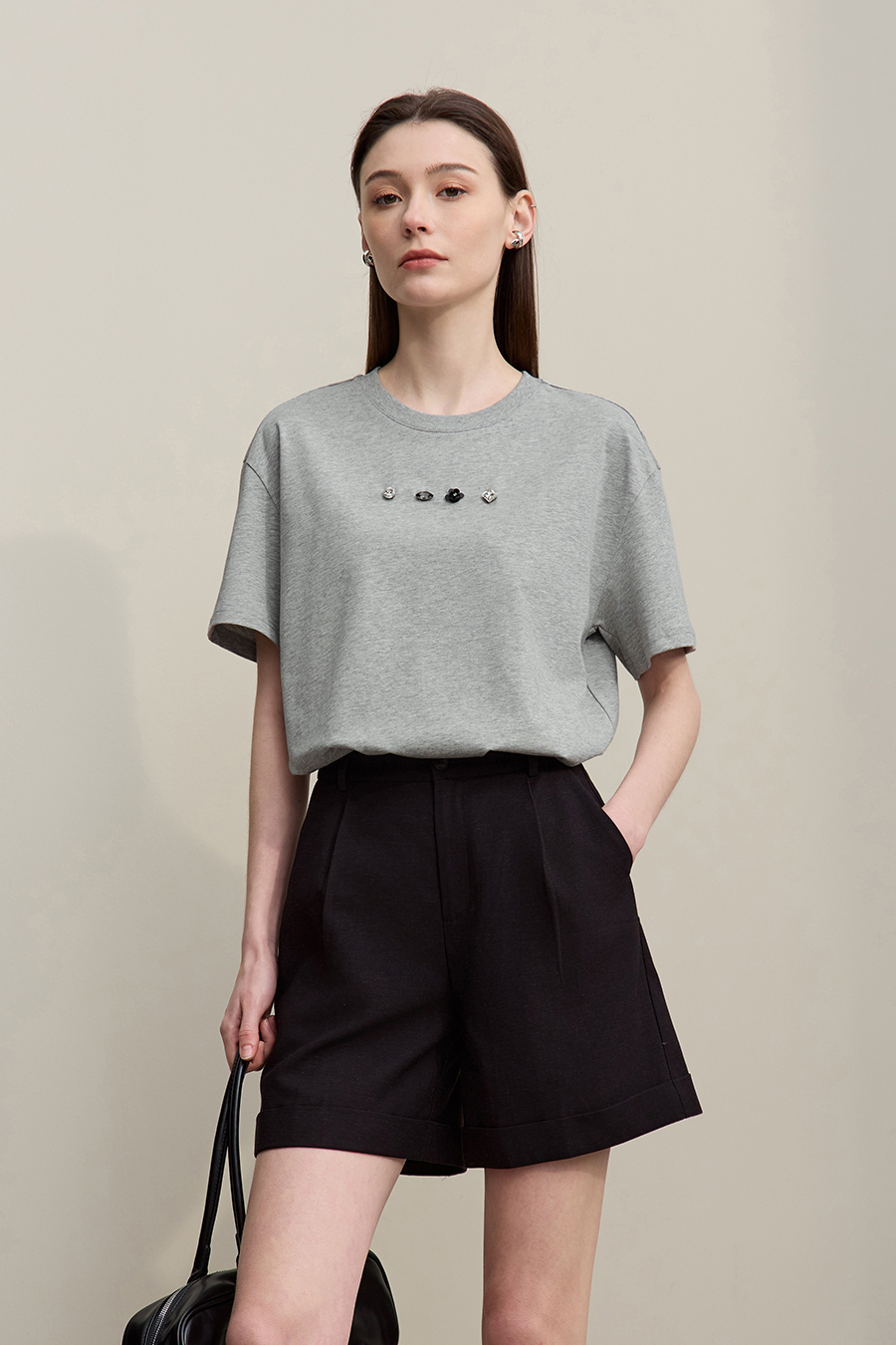 Handmade Rhinestone Short-sleeve T-shirt