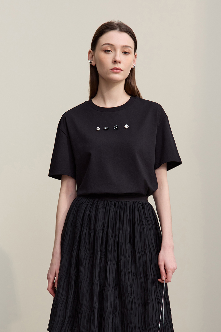 Handmade Rhinestone Short-sleeve T-shirt