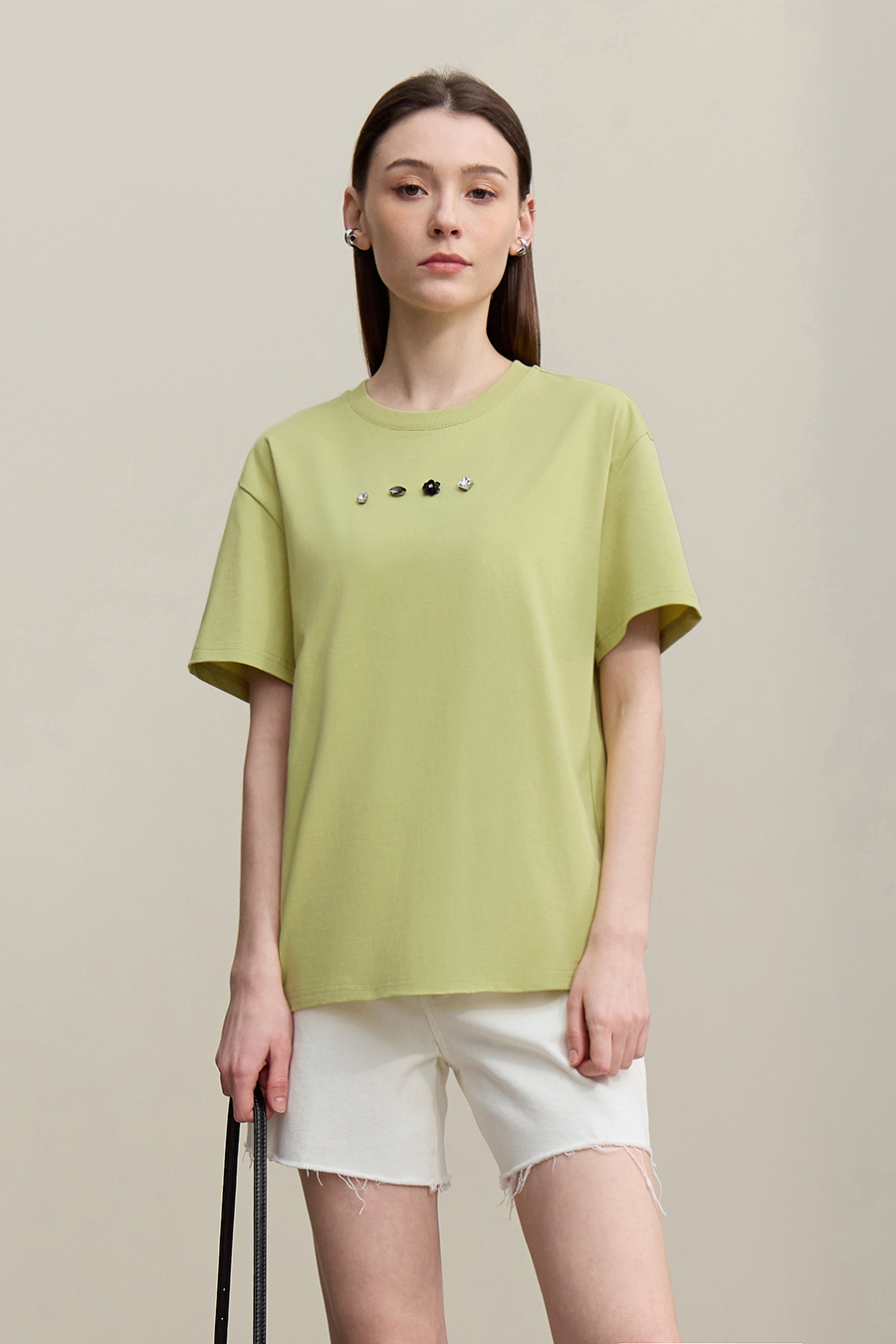 Handmade Rhinestone Short-sleeve T-shirt