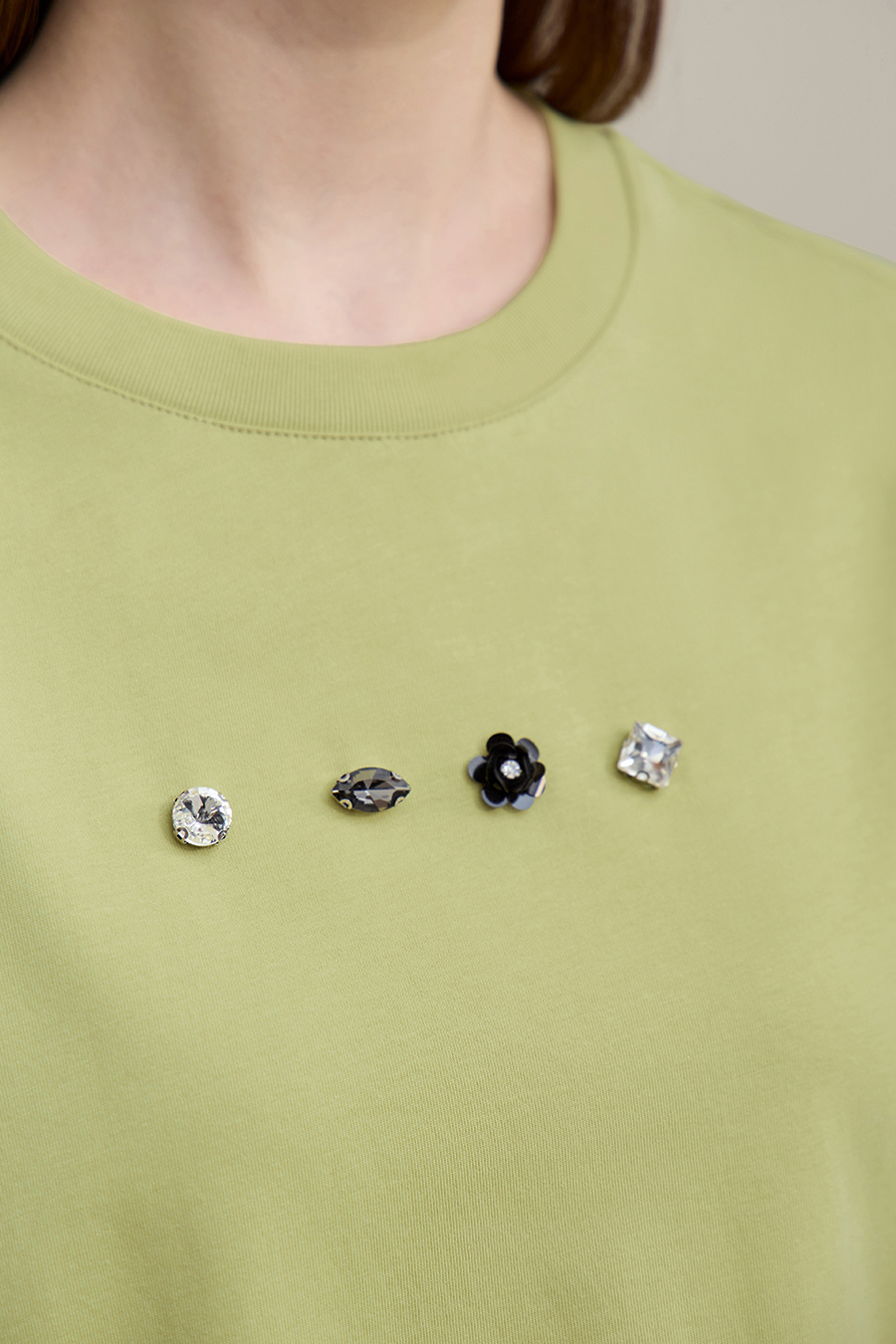 Handmade Rhinestone Short-sleeve T-shirt