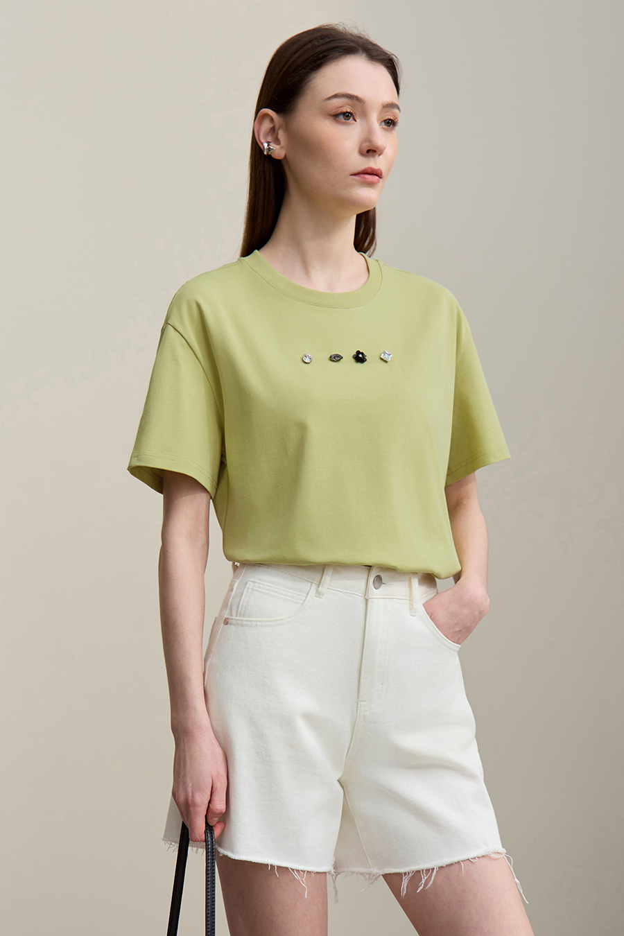 Handmade Rhinestone Short-sleeve T-shirt