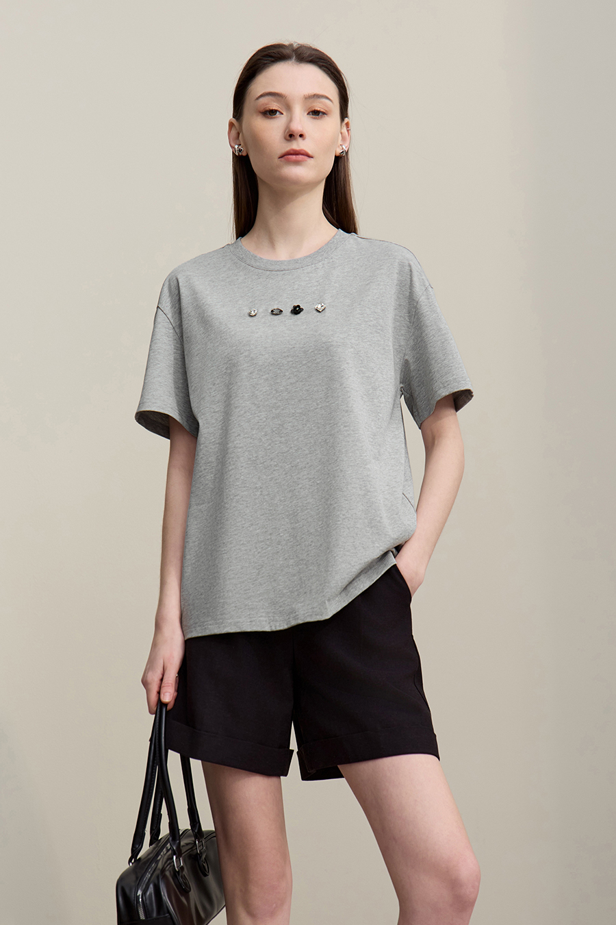 Handmade Rhinestone Short-sleeve T-shirt