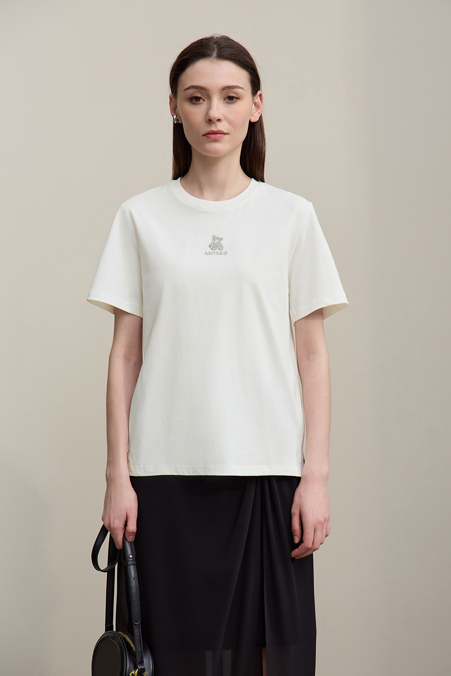 3D Hot-fix Rhinestone Cotton T-shirt