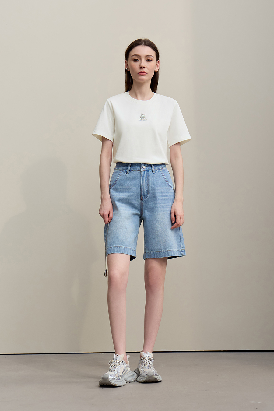 3D Hot-fix Rhinestone Cotton T-shirt