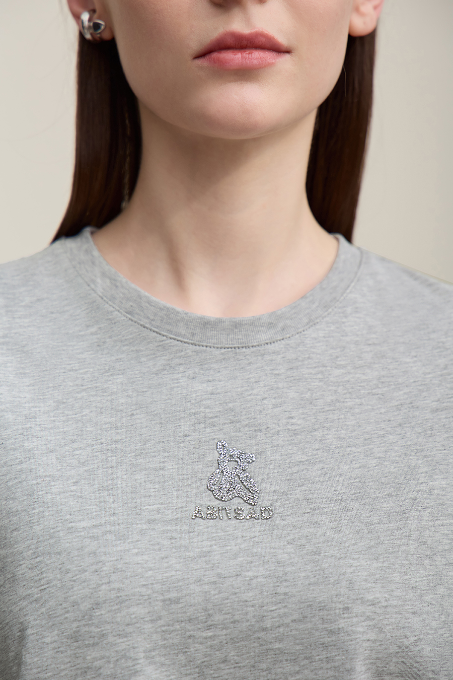 3D Hot-fix Rhinestone Cotton T-shirt