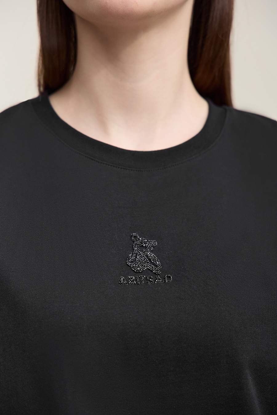 3D Hot-fix Rhinestone Cotton T-shirt