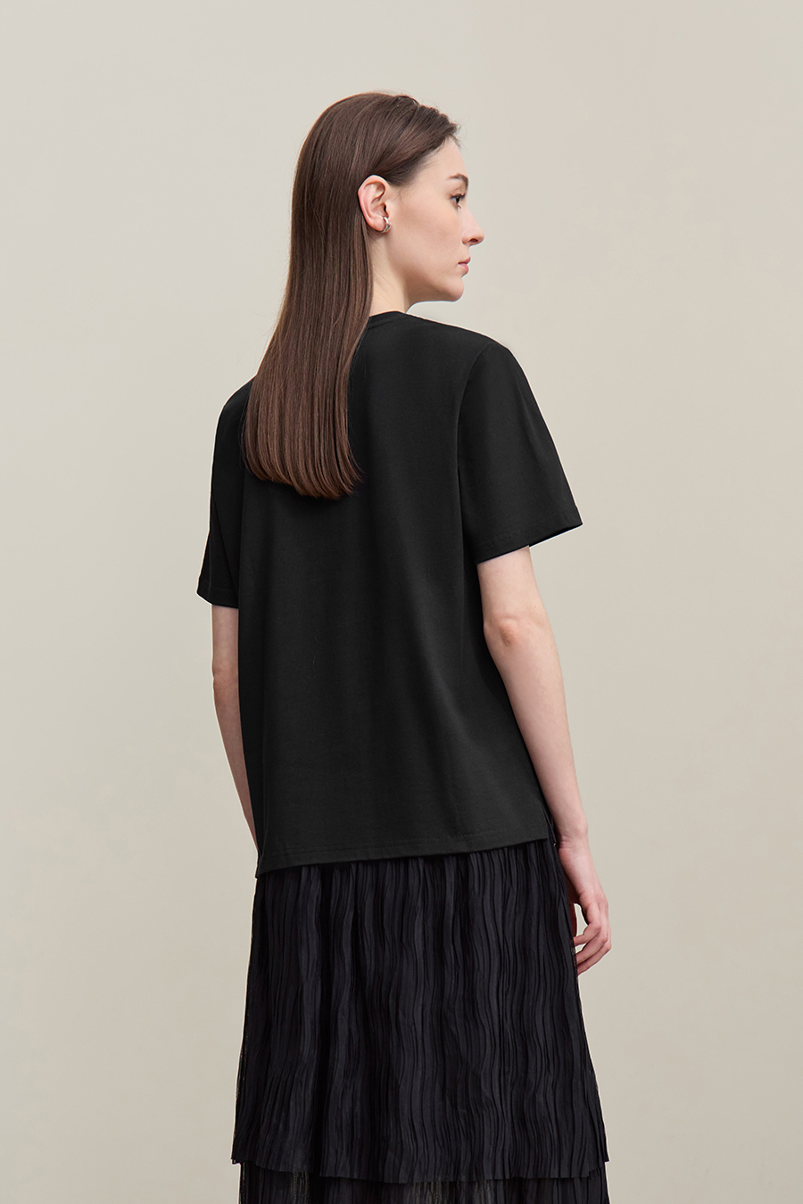 3D Hot-fix Rhinestone Cotton T-shirt