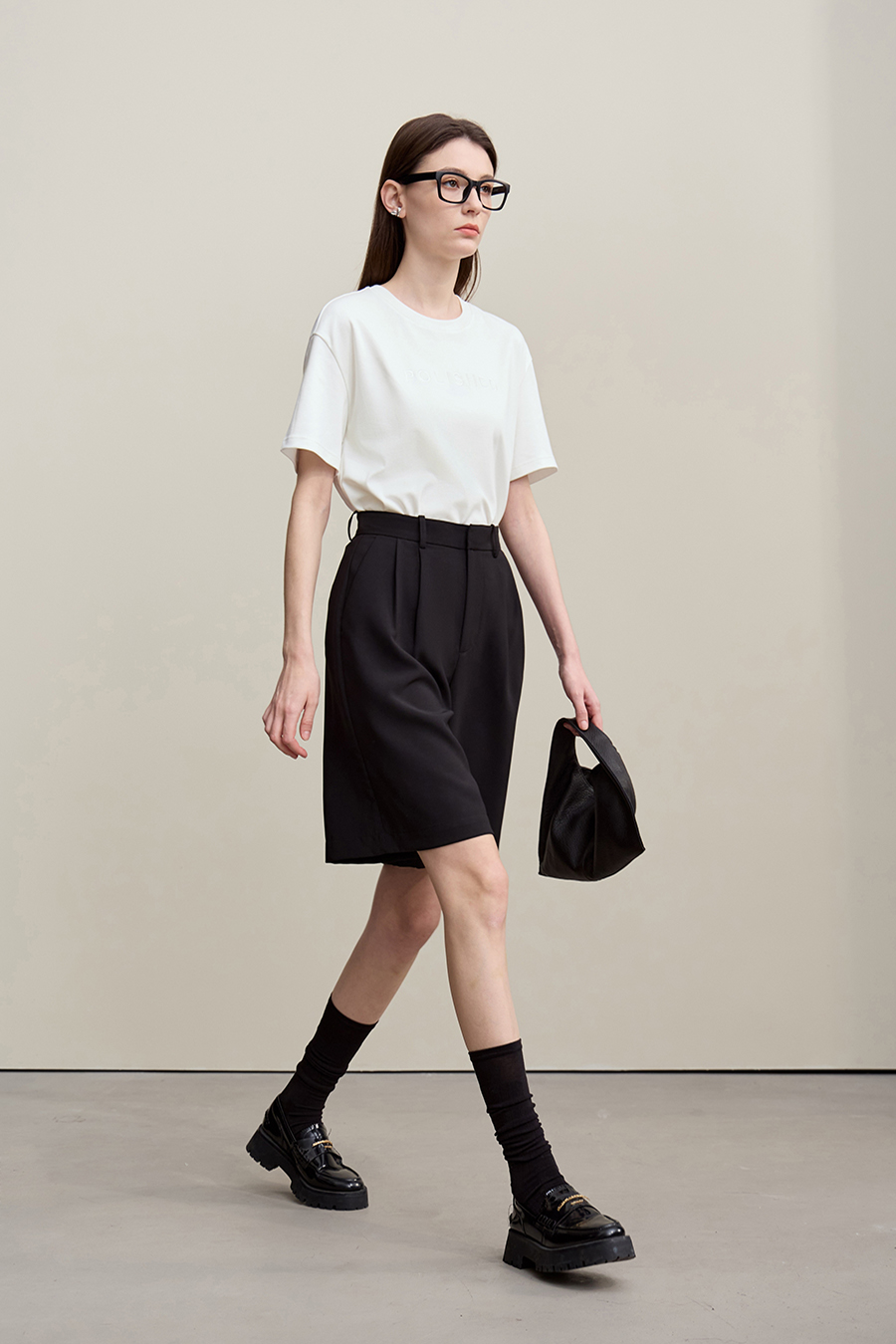 Letter Embroidered Pure Cotton T-shirt|AMII