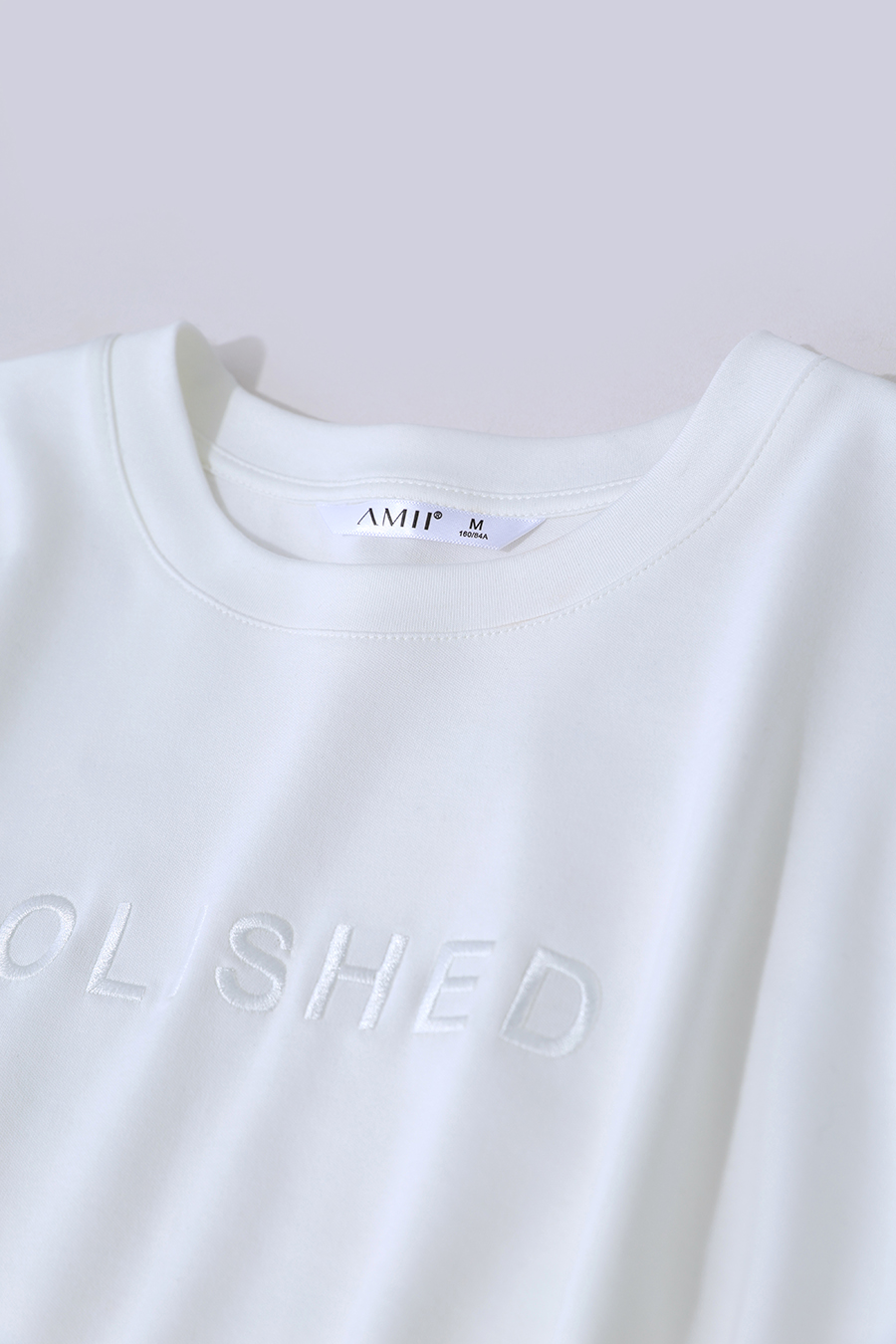Letter Embroidered Pure Cotton T-shirt|AMII