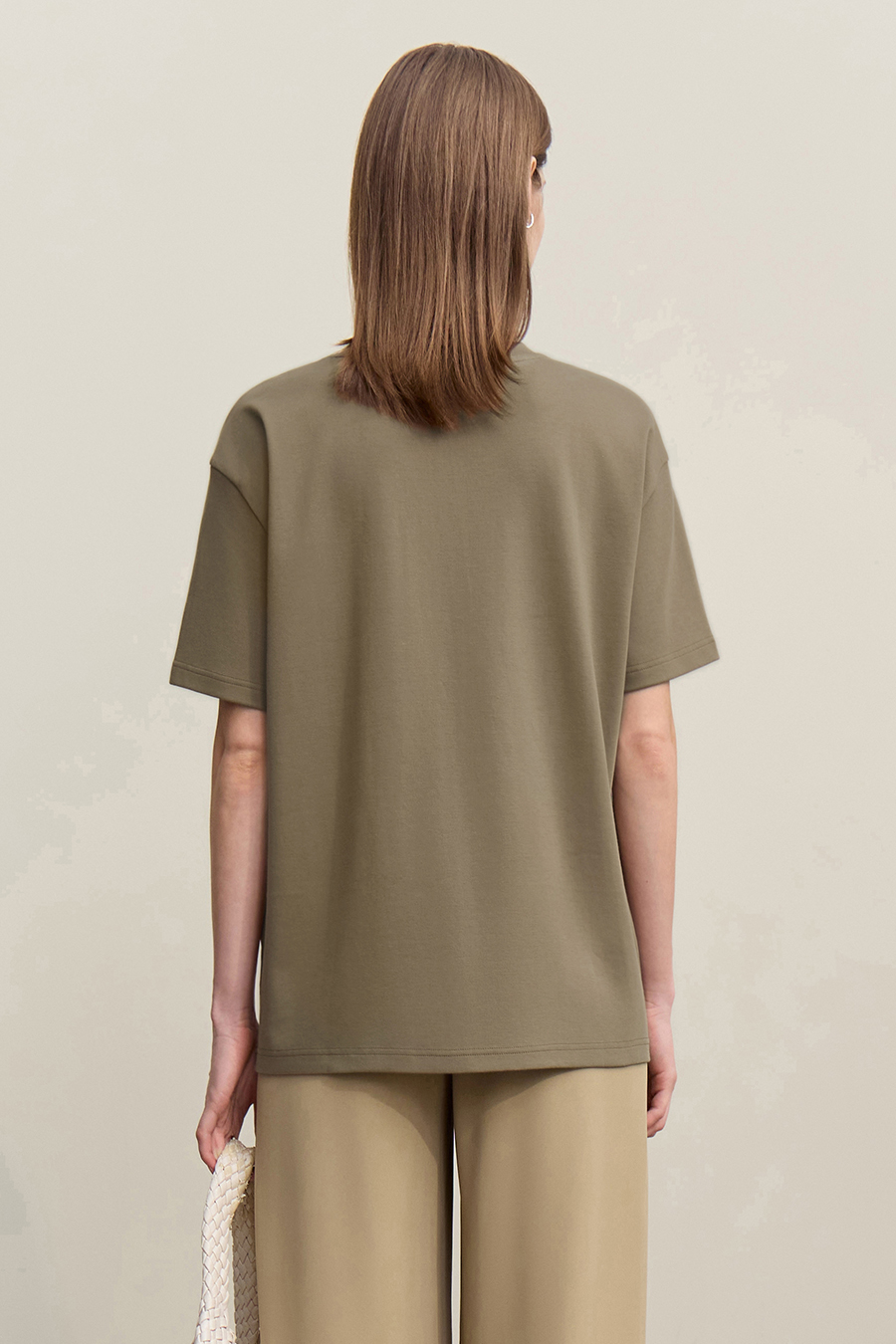 Letter Embroidered Pure Cotton T-shirt|AMII