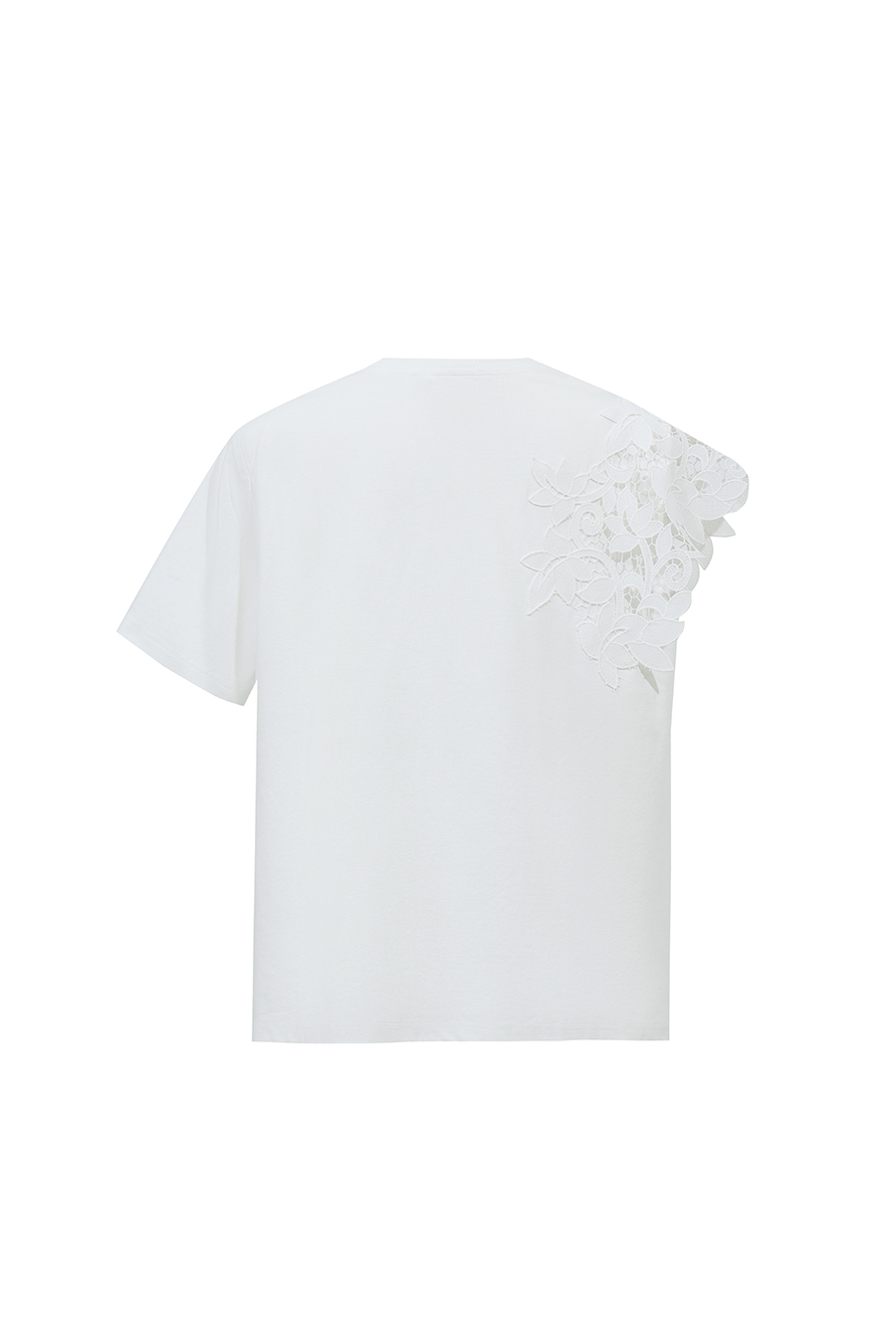 Lace Spliced Asymmetric T-Shirt
