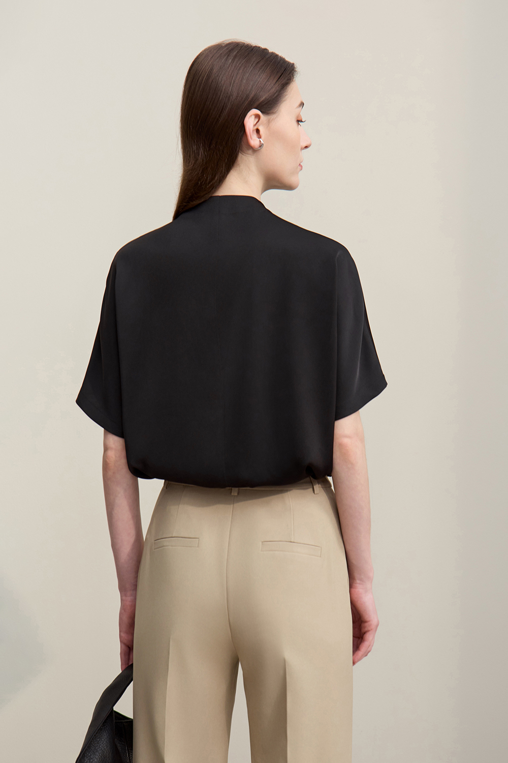 Scarf Neck Raglan Chiffon Top