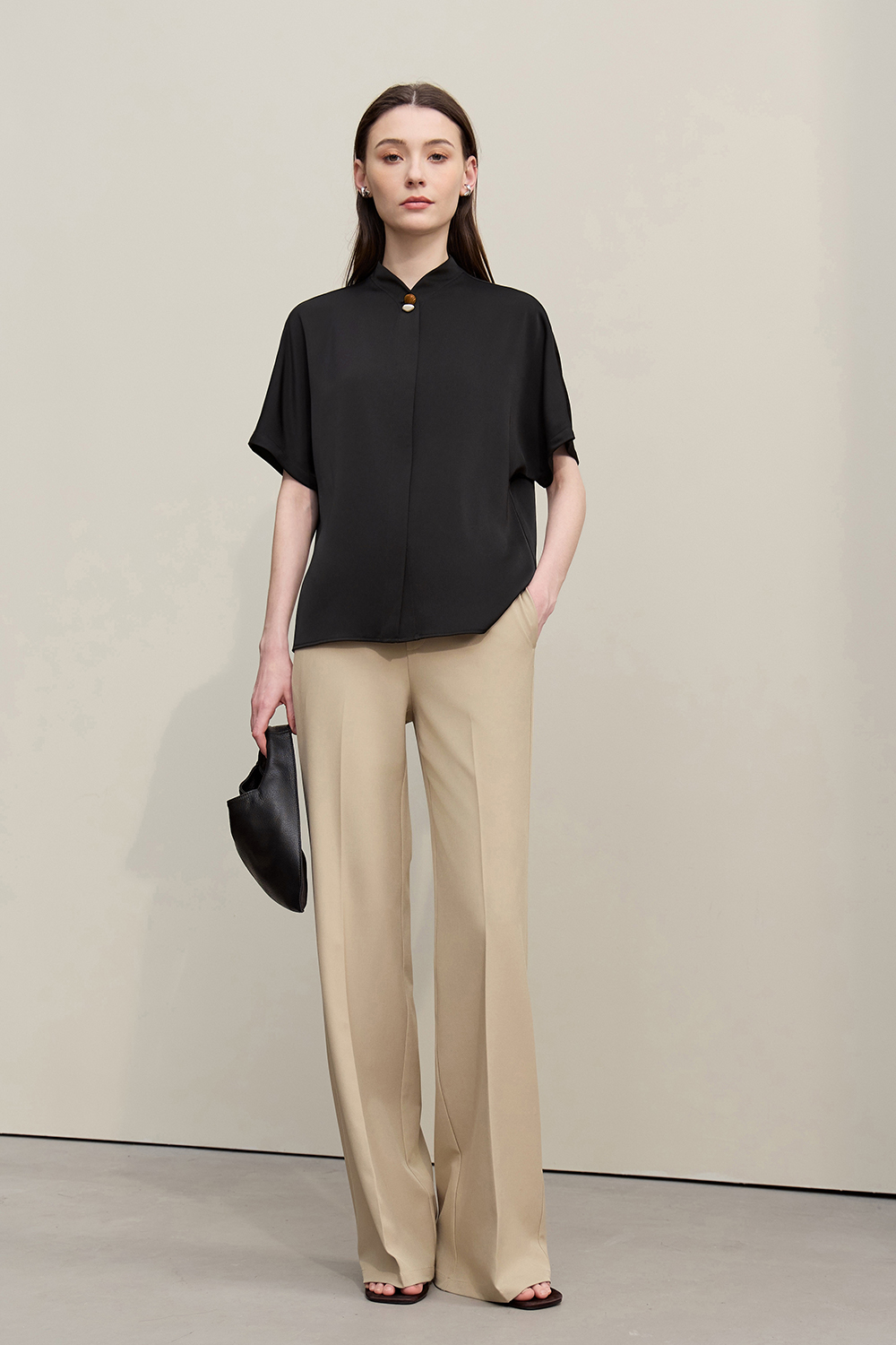 Scarf Neck Raglan Chiffon Top