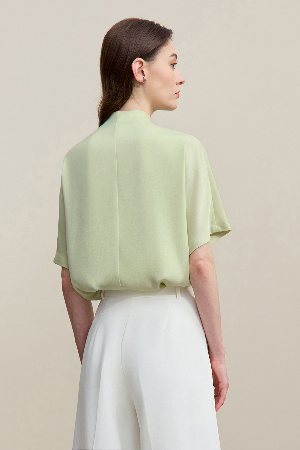 Scarf Neck Raglan Chiffon Top