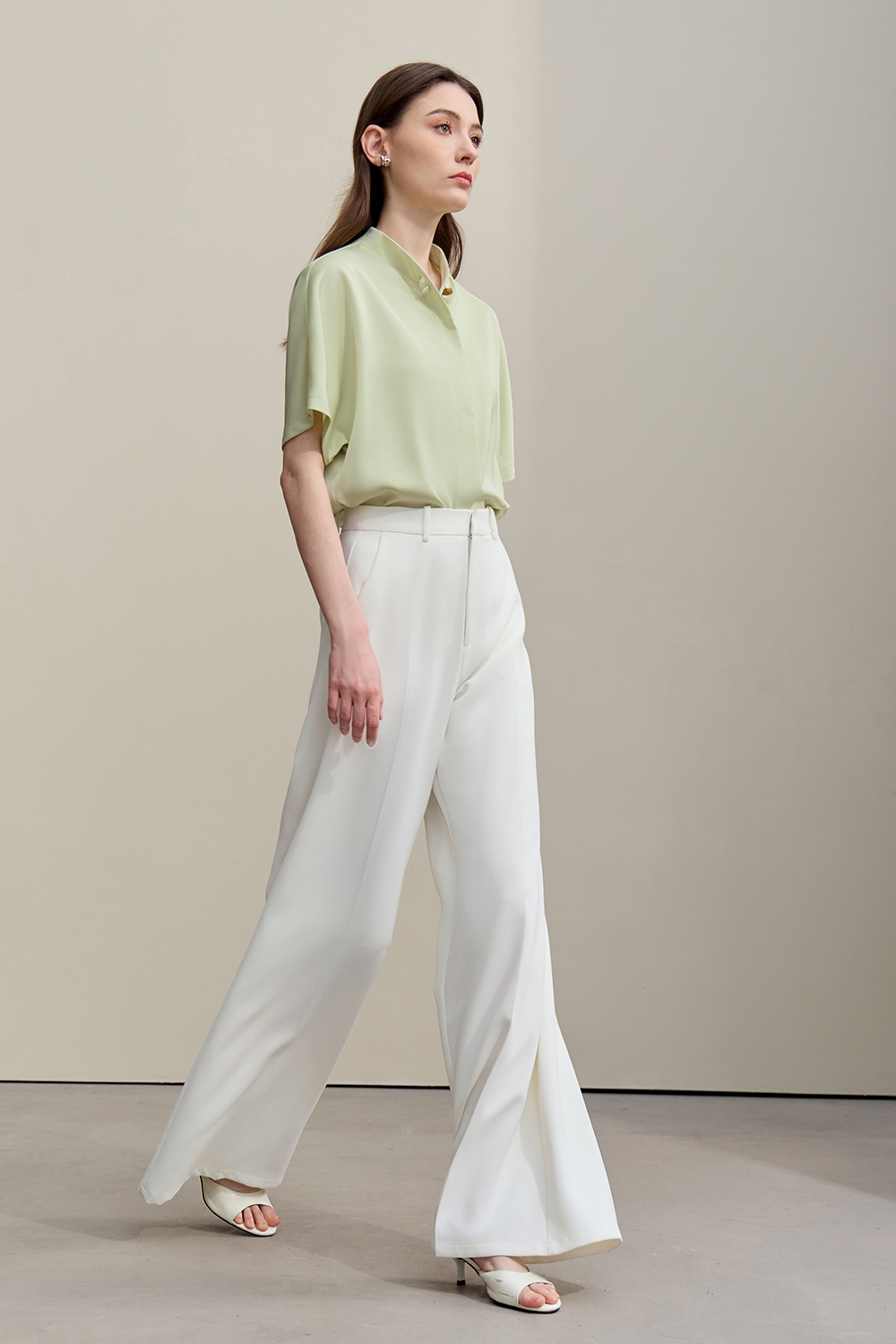 Scarf Neck Raglan Chiffon Top