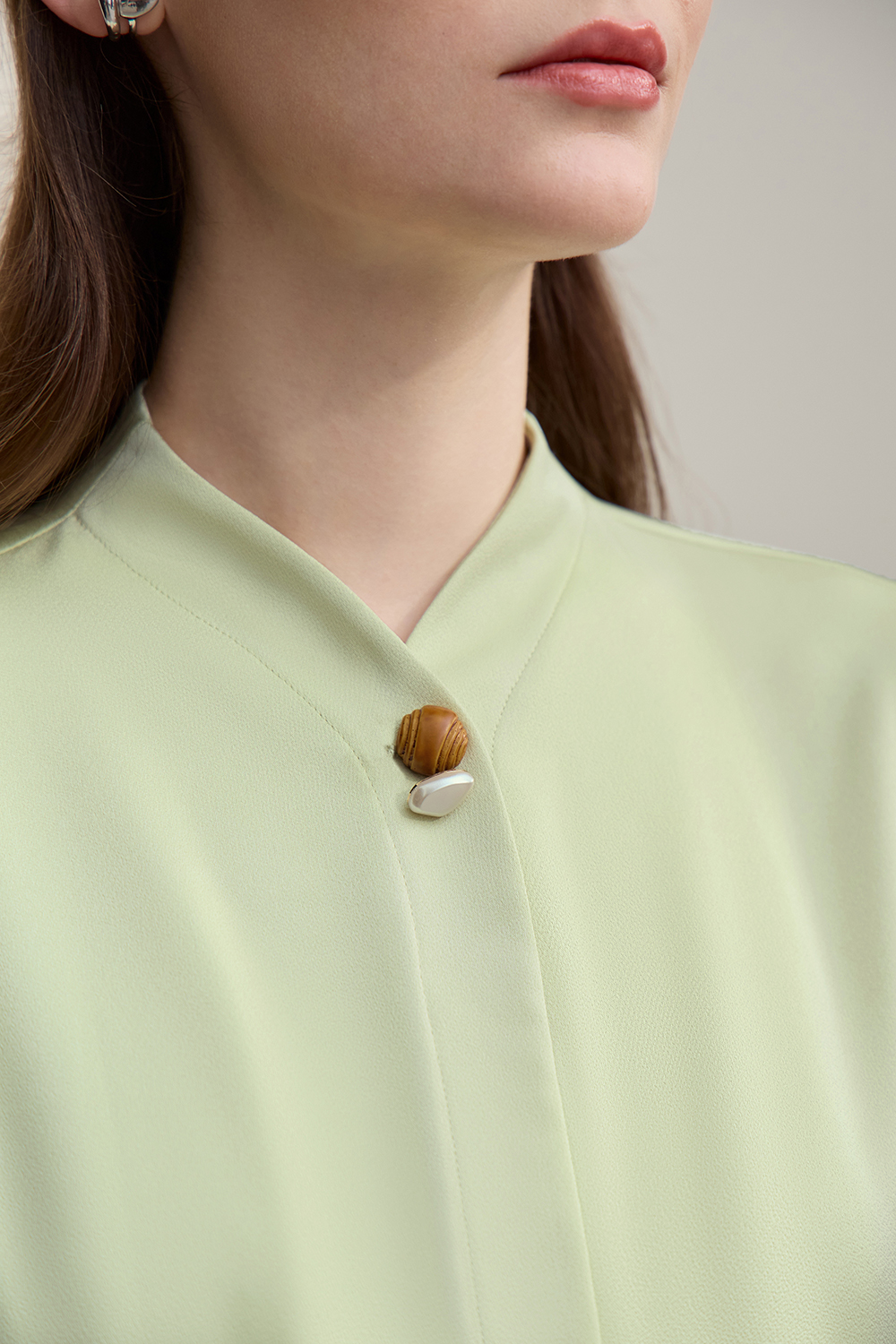 Scarf Neck Raglan Chiffon Top