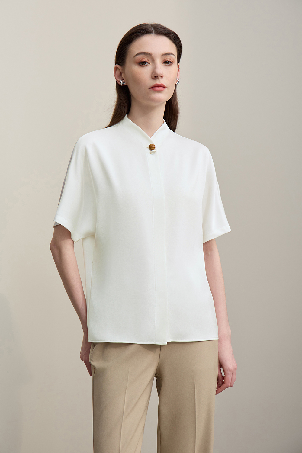 Scarf Neck Raglan Chiffon Top