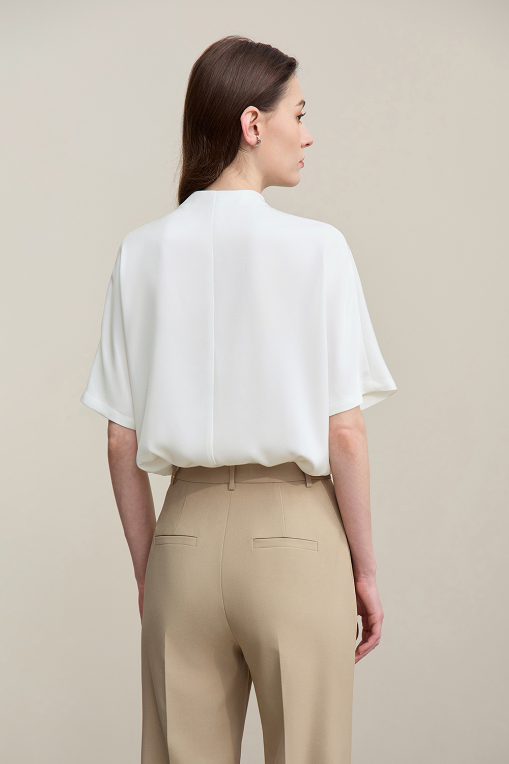 Scarf Neck Raglan Chiffon Top