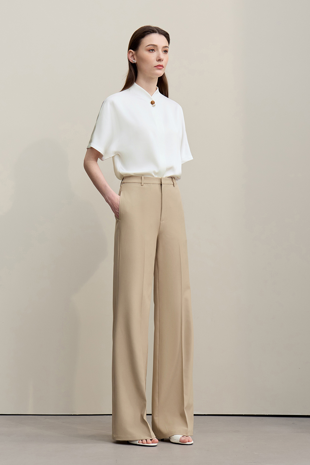 Scarf Neck Raglan Chiffon Top