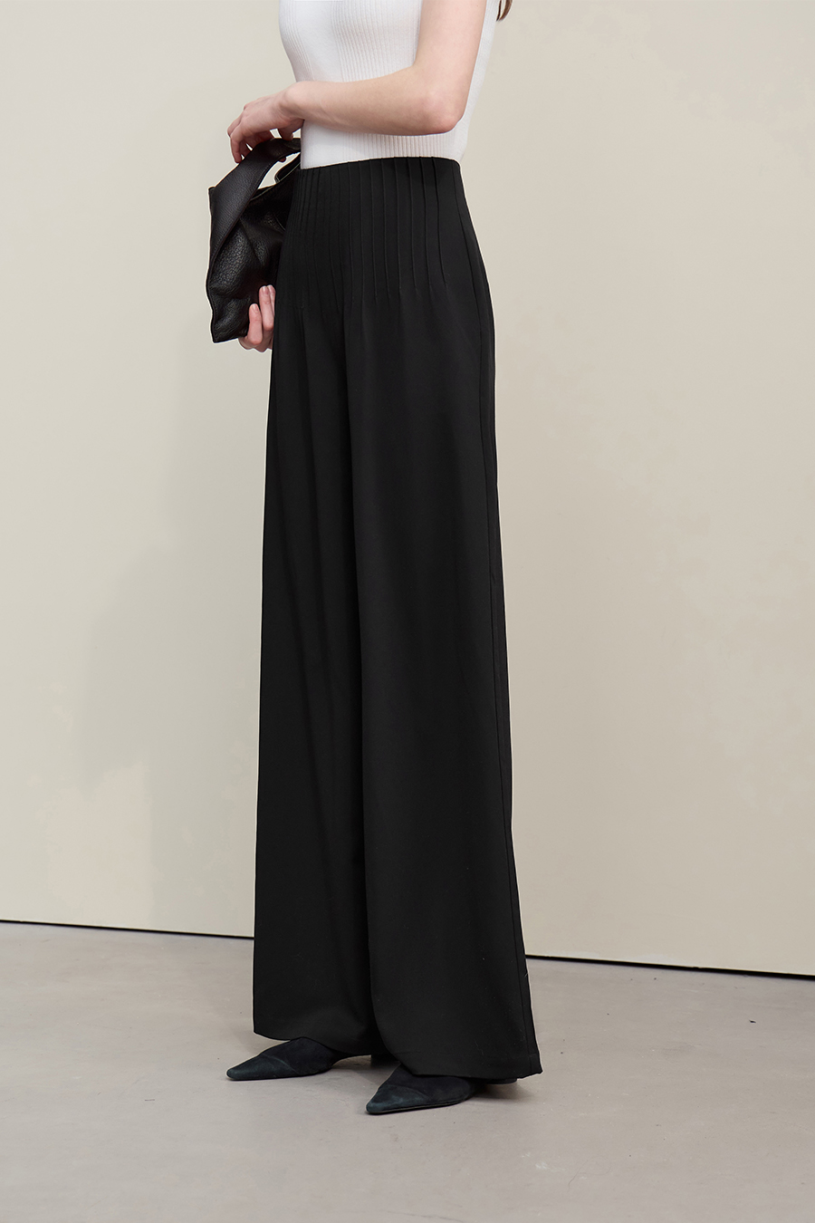 Toothpick pleat casual long pants|AMII
