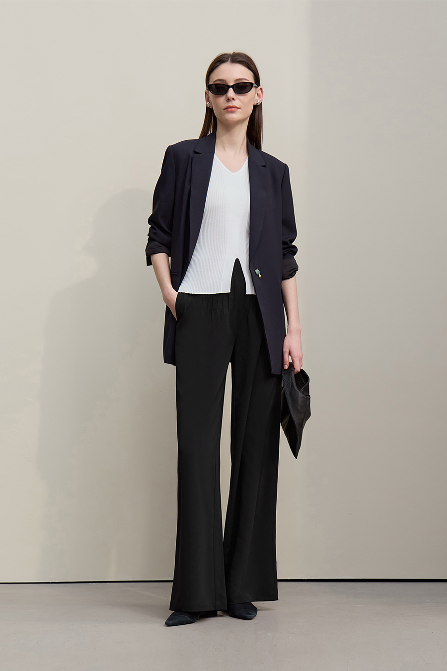 Toothpick pleat casual long pants|AMII