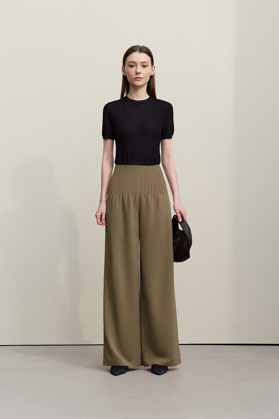 Toothpick pleat casual long pants|AMII