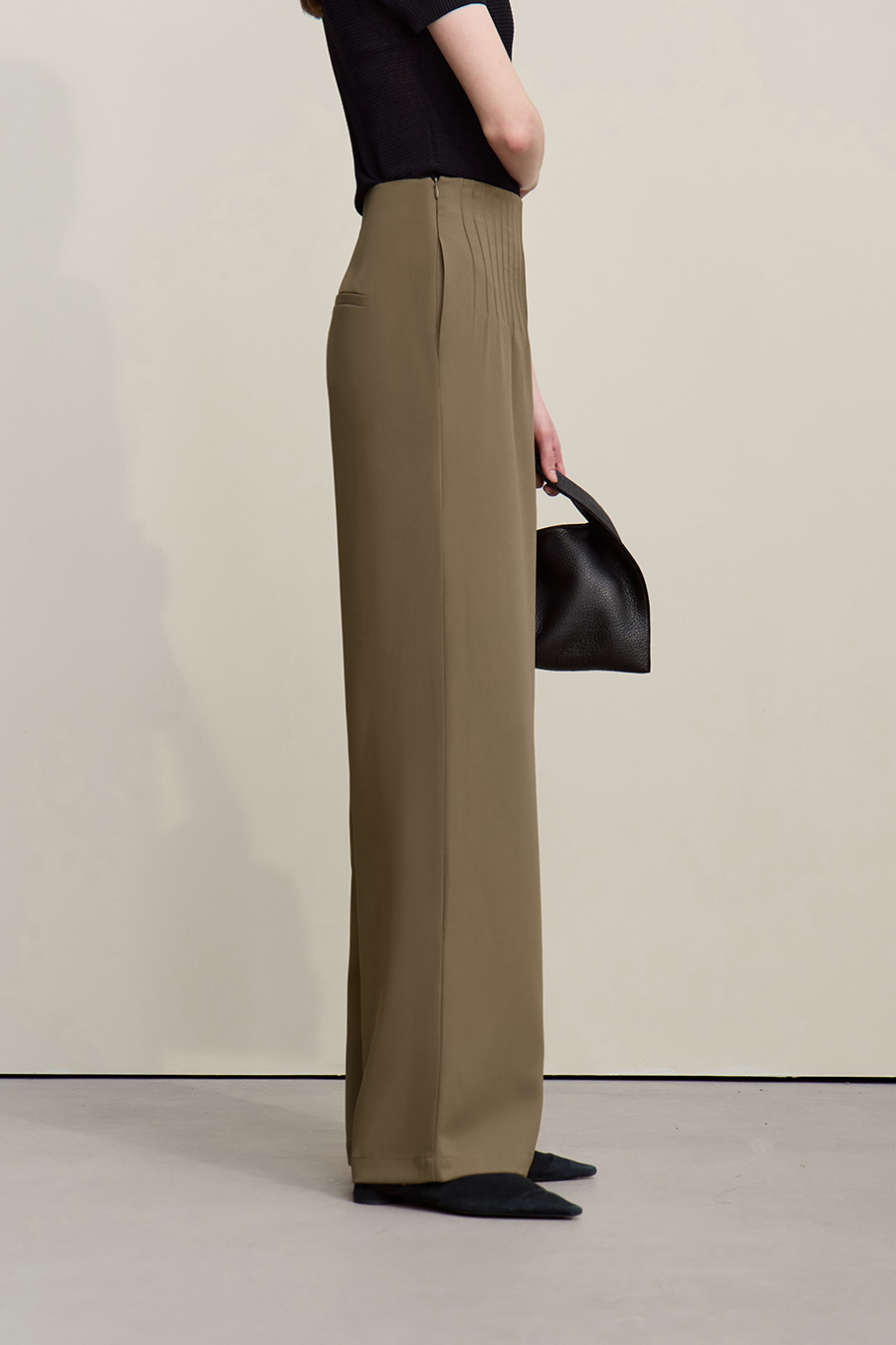 Toothpick pleat casual long pants|AMII