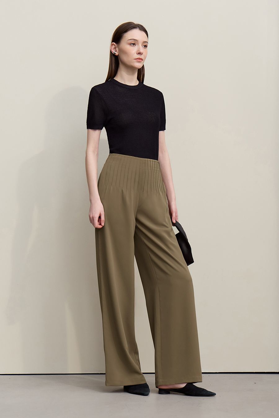 Toothpick pleat casual long pants|AMII