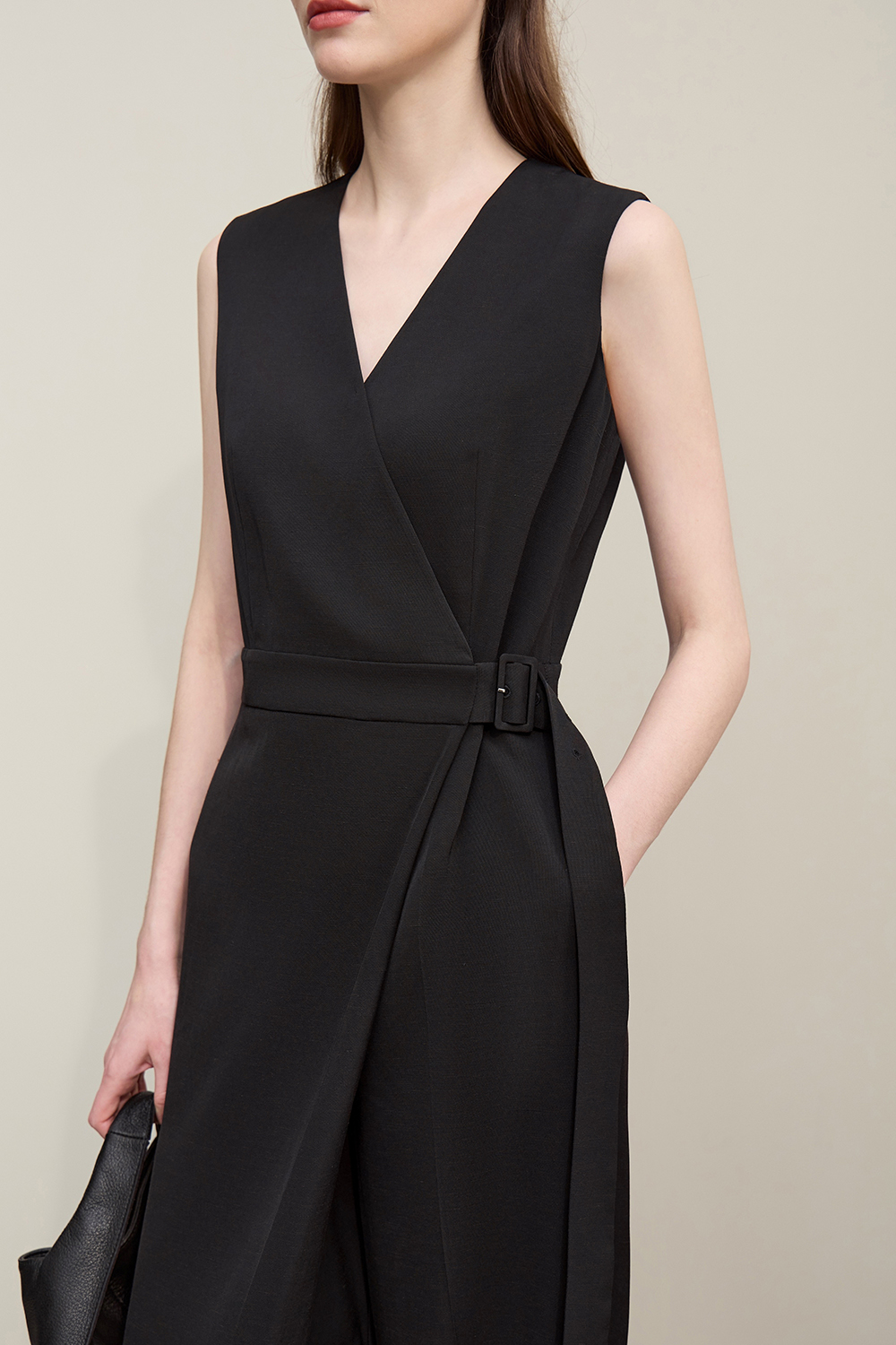 V-neck Belted Jumpsuit