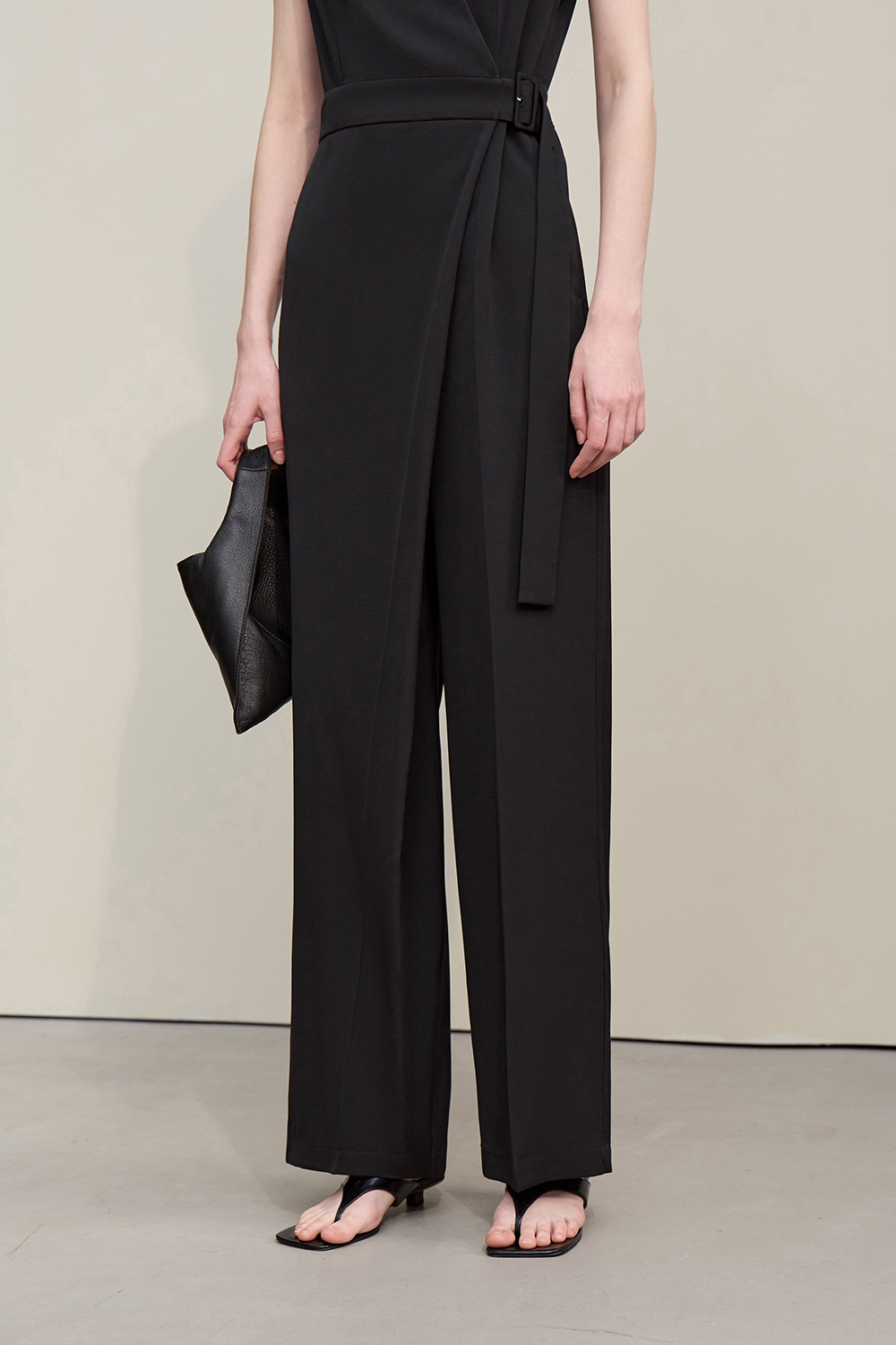 V-neck Belted Jumpsuit