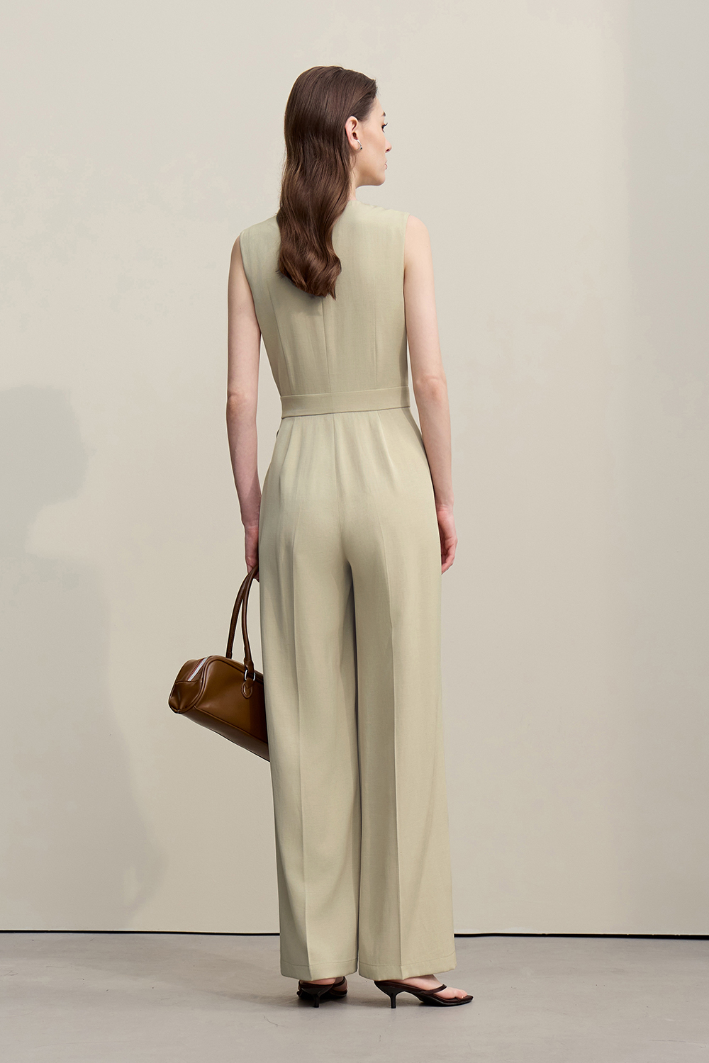 V-neck Belted Jumpsuit