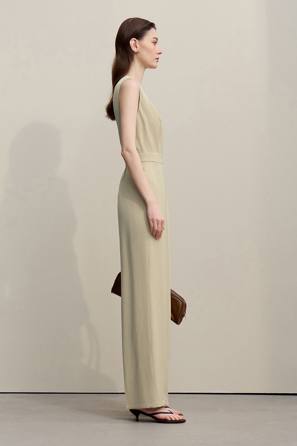 V-neck Belted Jumpsuit