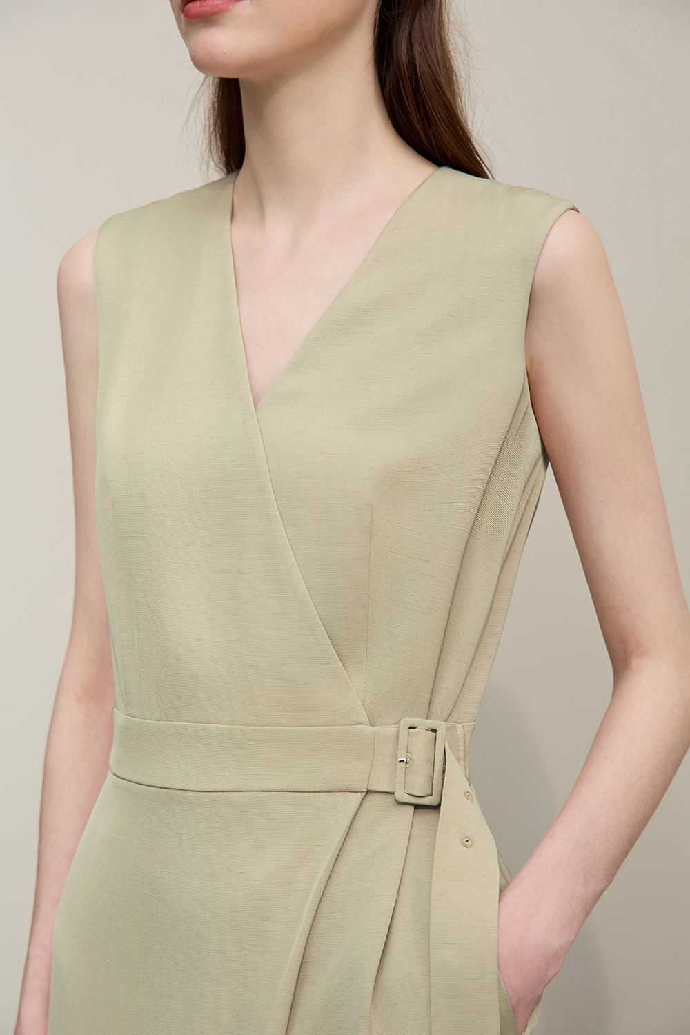 V-neck Belted Jumpsuit