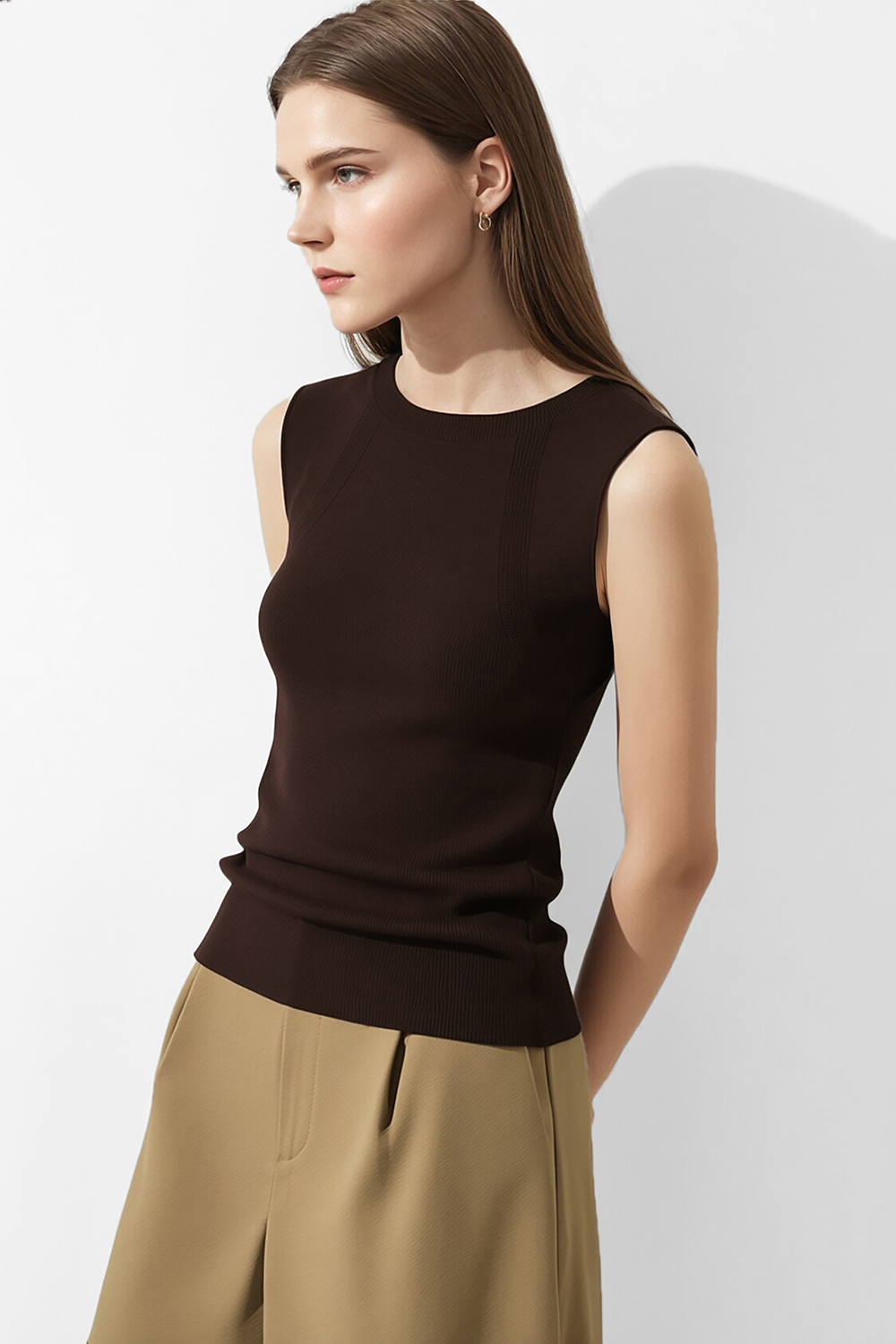 Crew Neck Knit Camisole Top