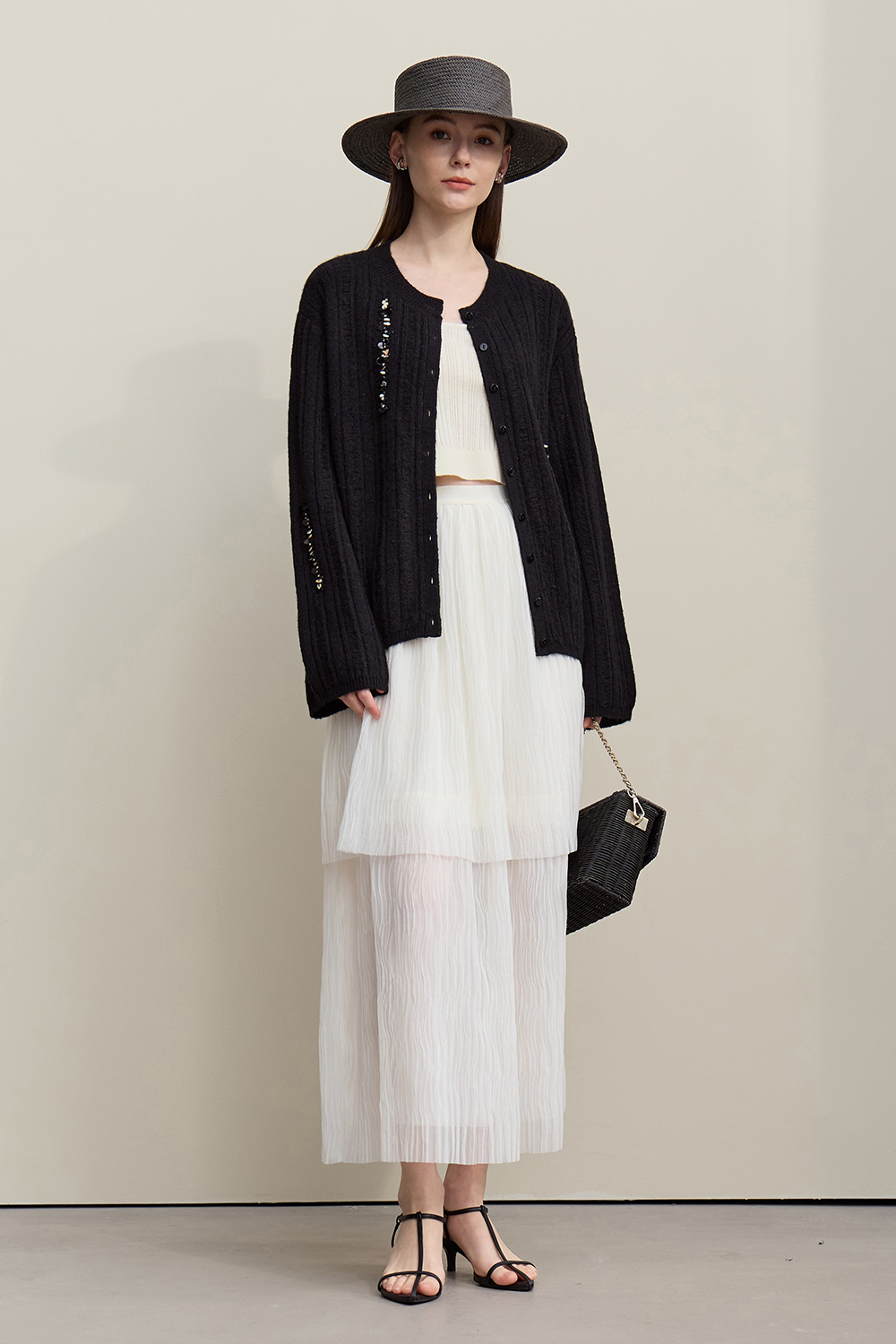 Drop Needle Rib Knit Cardigan