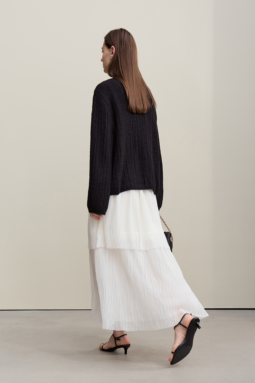 Drop Needle Rib Knit Cardigan