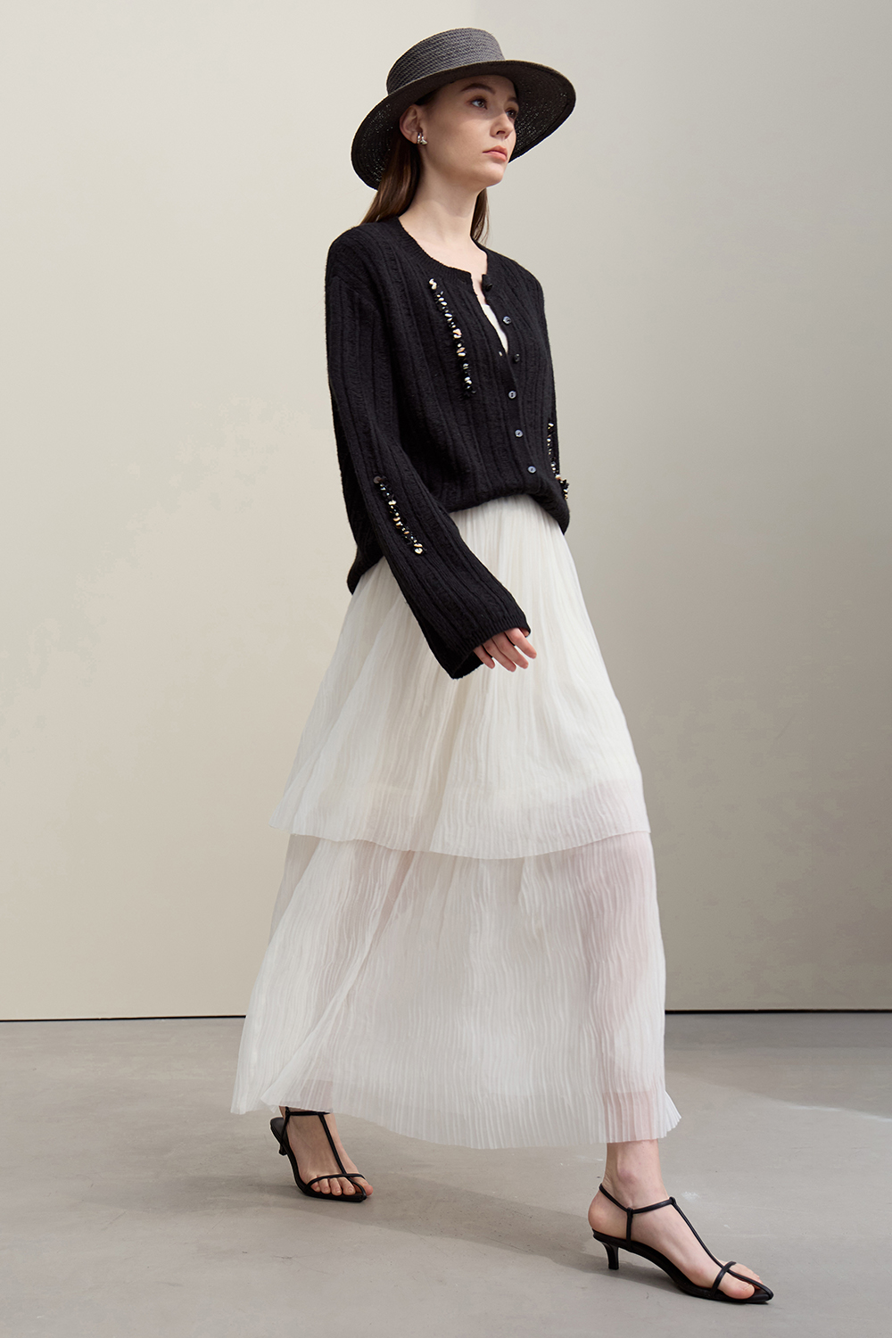 Drop Needle Rib Knit Cardigan