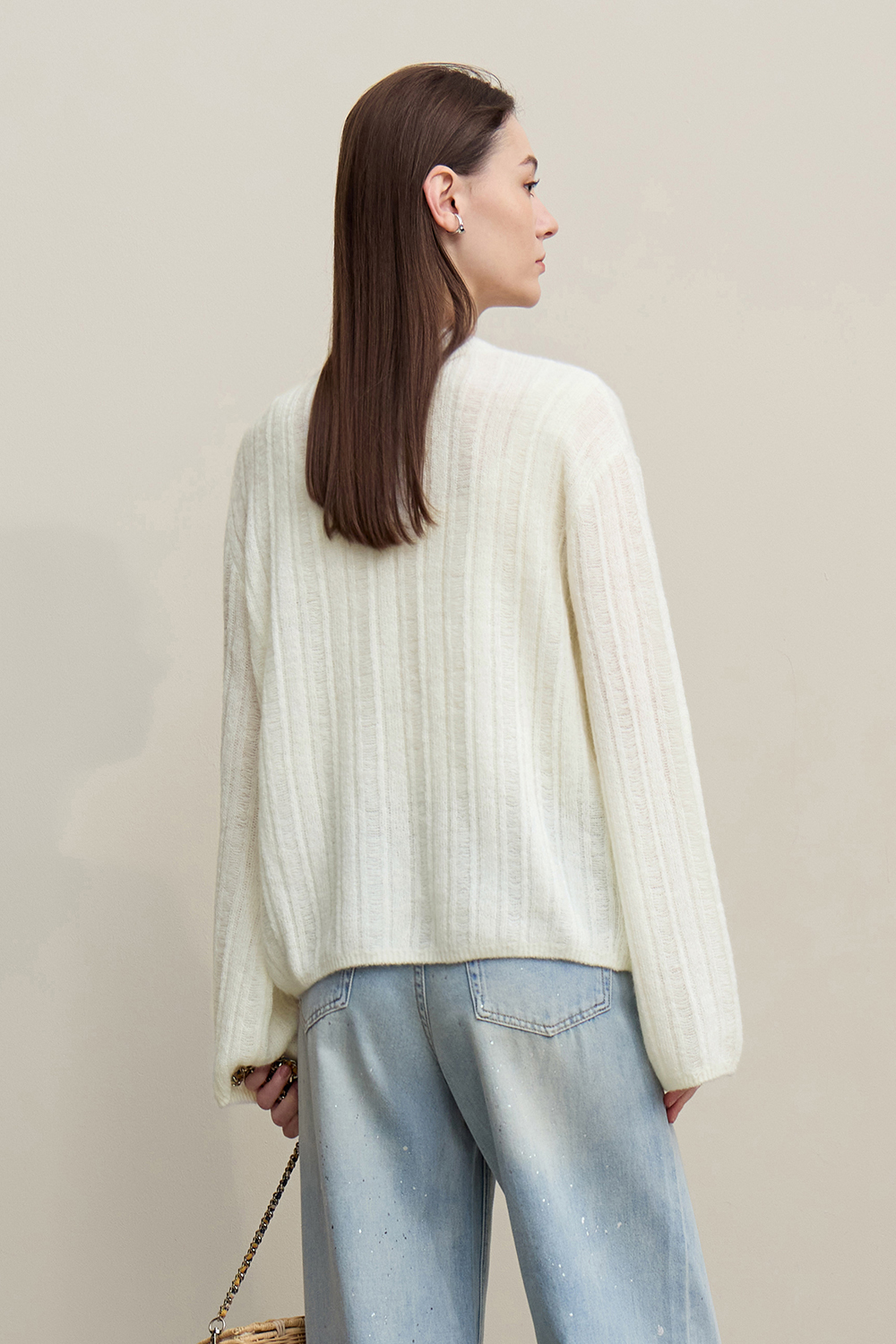 Drop Needle Rib Knit Cardigan