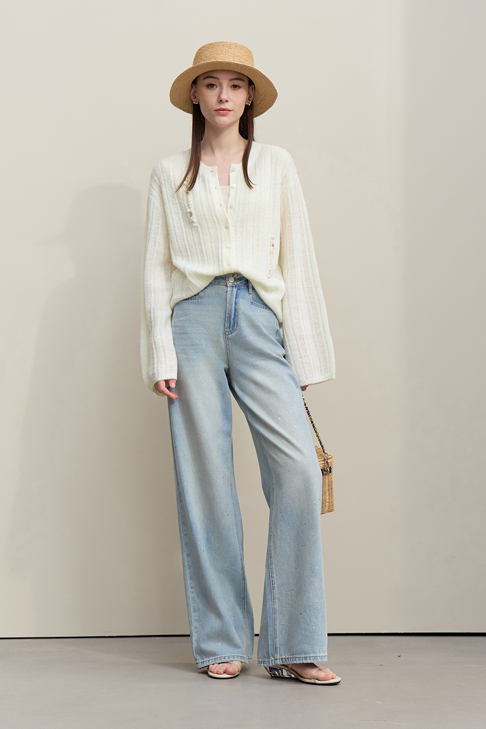 Drop Needle Rib Knit Cardigan