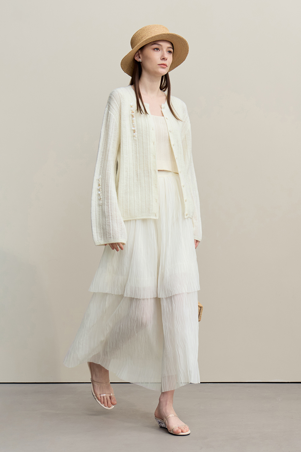 Drop Needle Rib Knit Cardigan