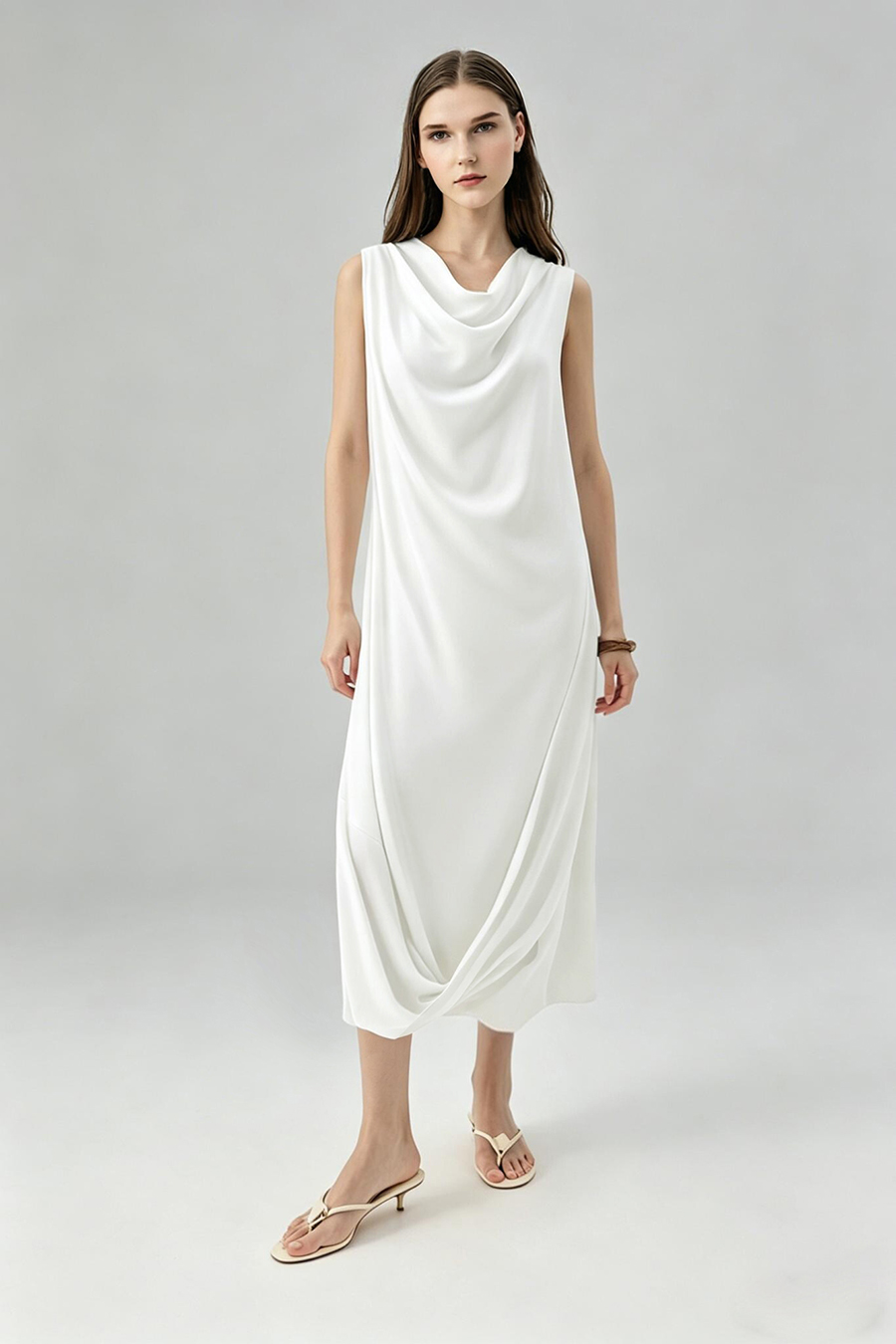 Cowl Neck Sleeveless Dress|AMII