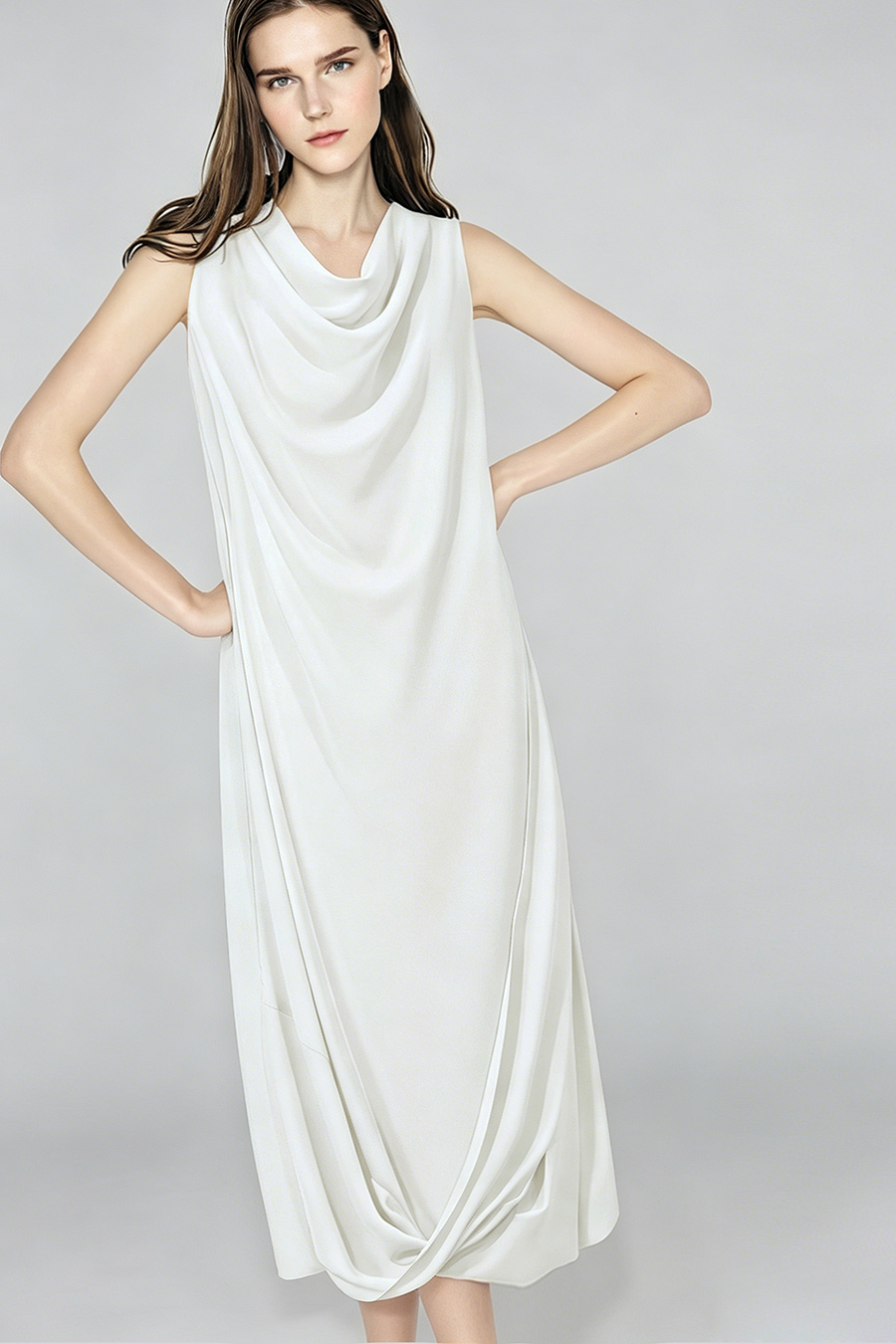 Cowl Neck Sleeveless Dress|AMII