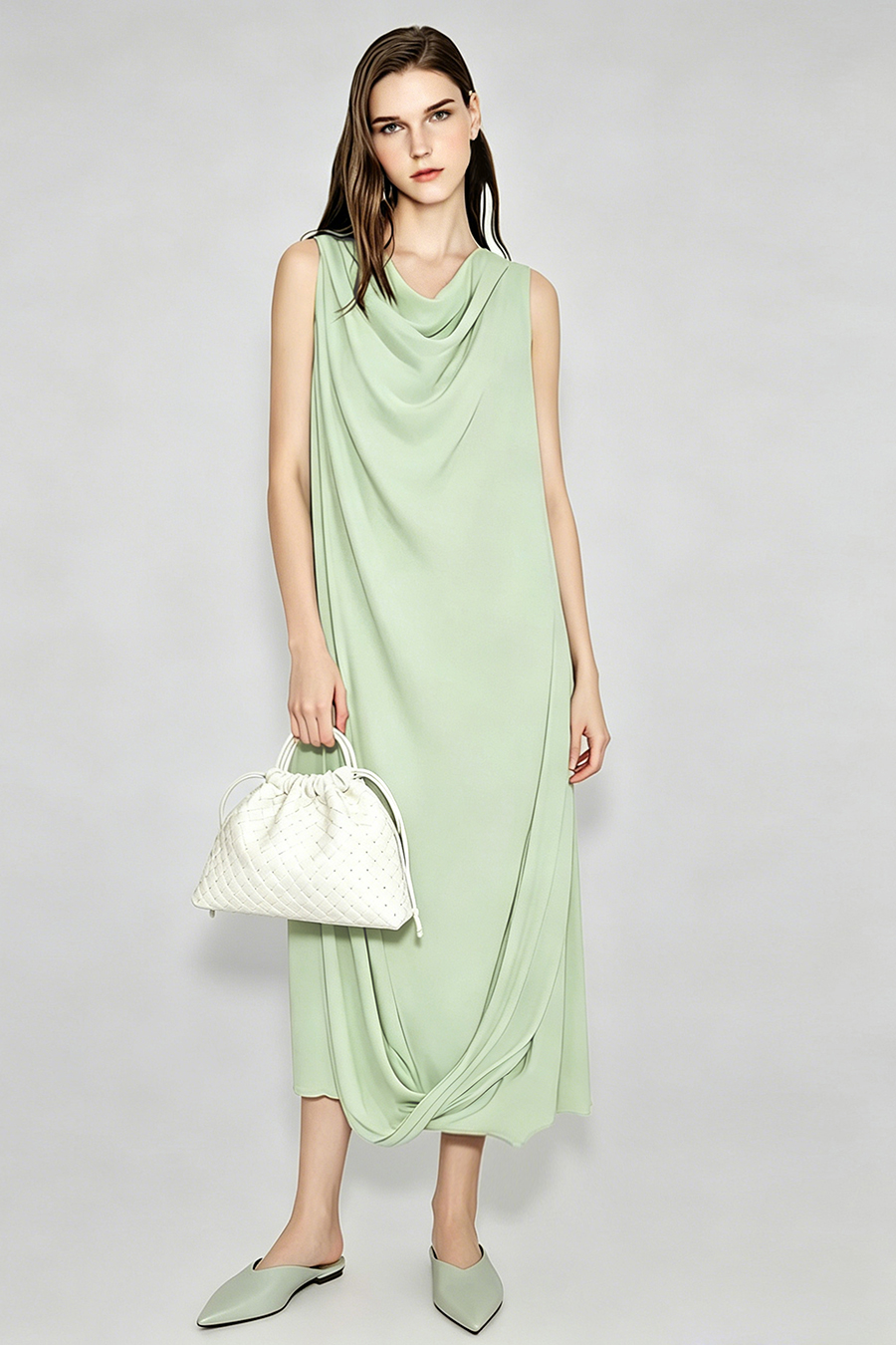 Cowl Neck Sleeveless Dress|AMII