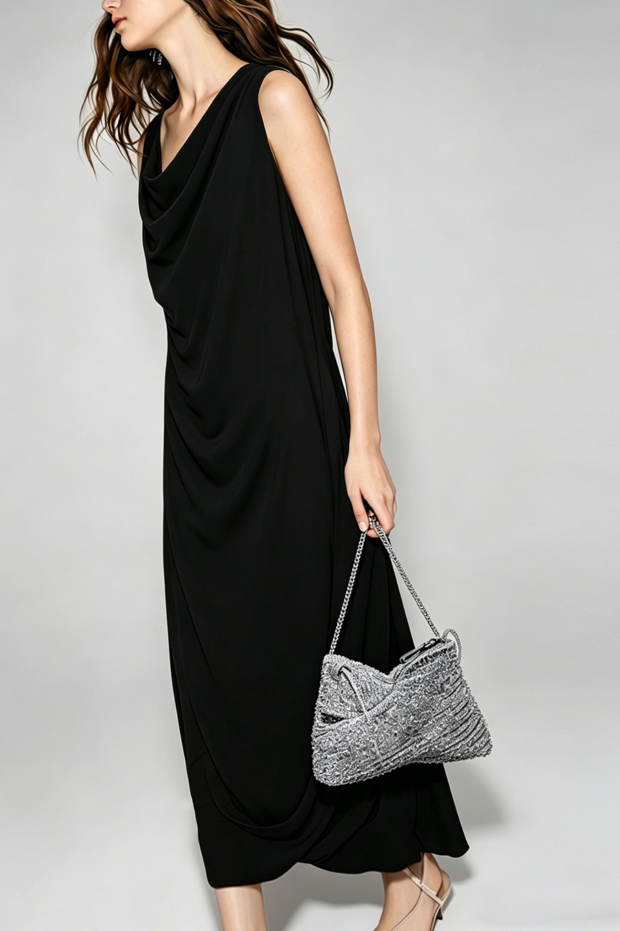 Cowl Neck Sleeveless Dress|AMII