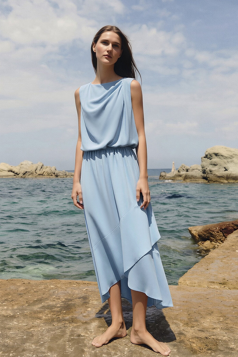 Ruffled Chiffon Dress|AMII